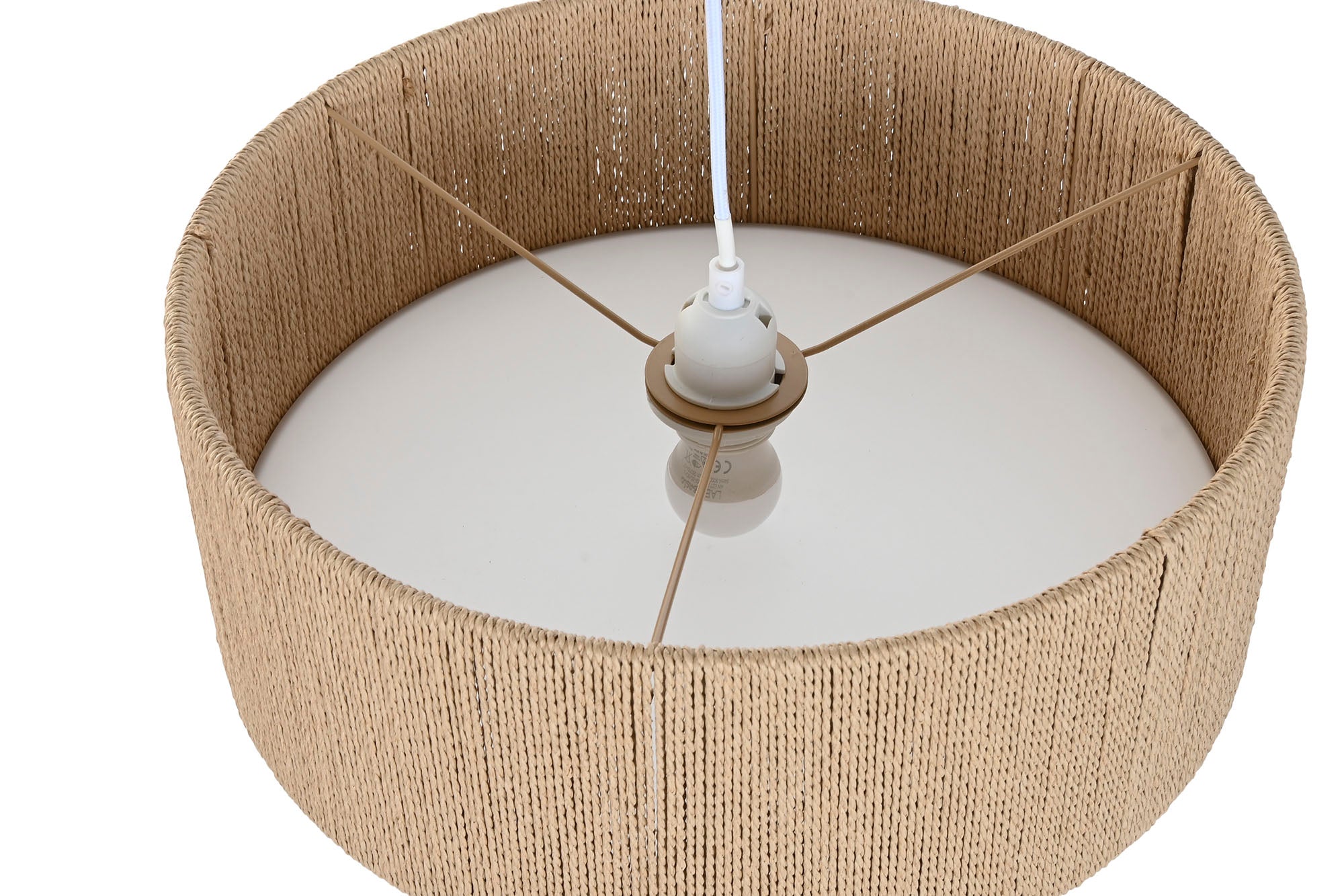 Lampara Techo Cuerda Pp 40X40X15,5 Natural Marron