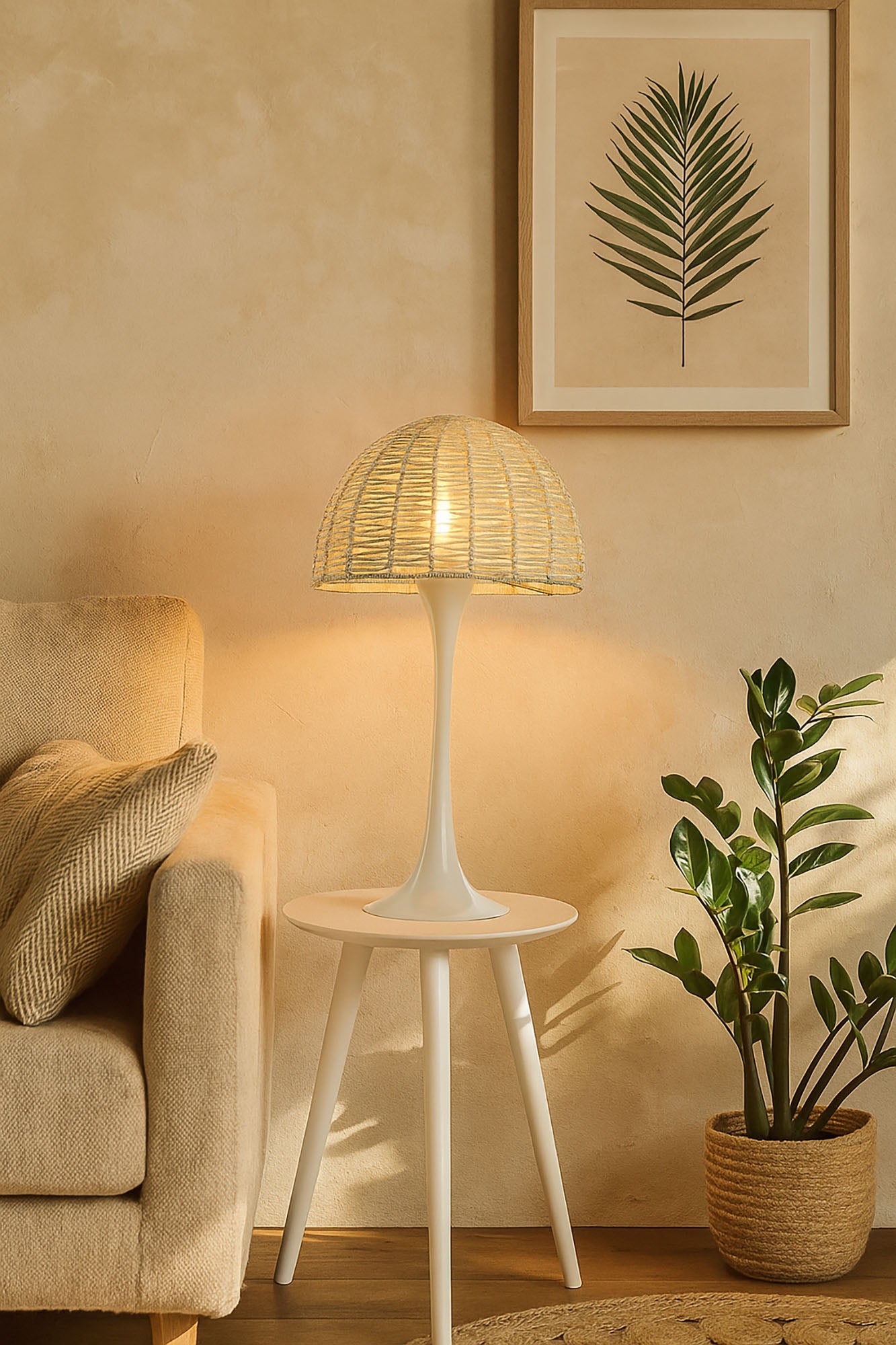 Lampara Sobremesa Metal Cuerda 40X40X73 Seta