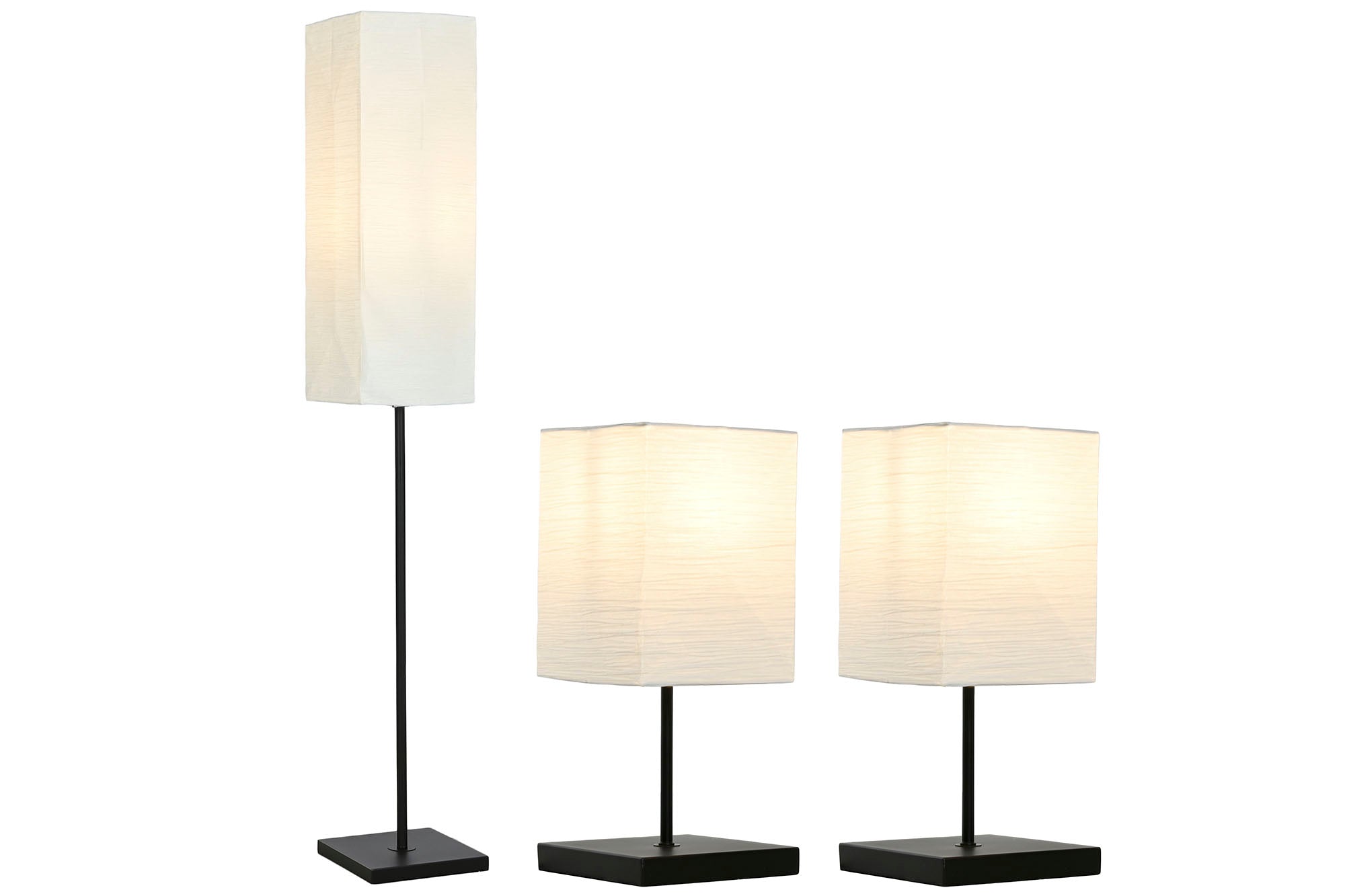 Lampara Pie Set 3 Metal 22X22X150 Con 2 Sobremesa
