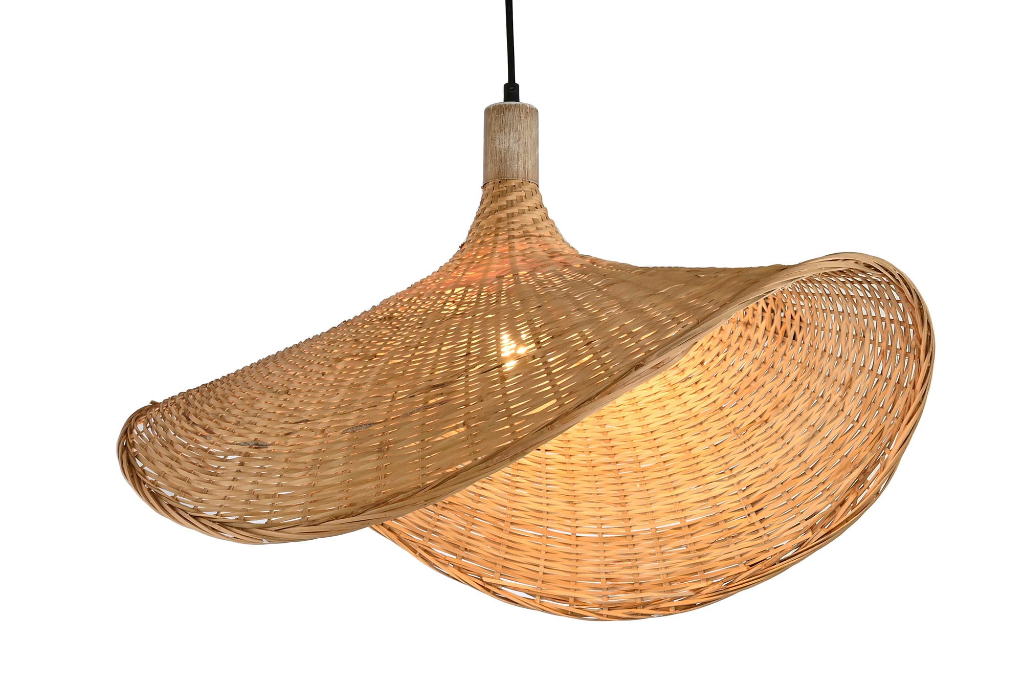 Lampara Techo Ratan 65X47X35 Sombrero Natural
