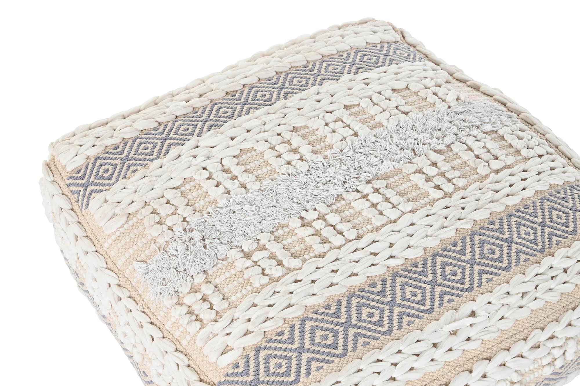 Cojin Suelo Algodon 60X60X25 6300 Gr, Rayas Blanco