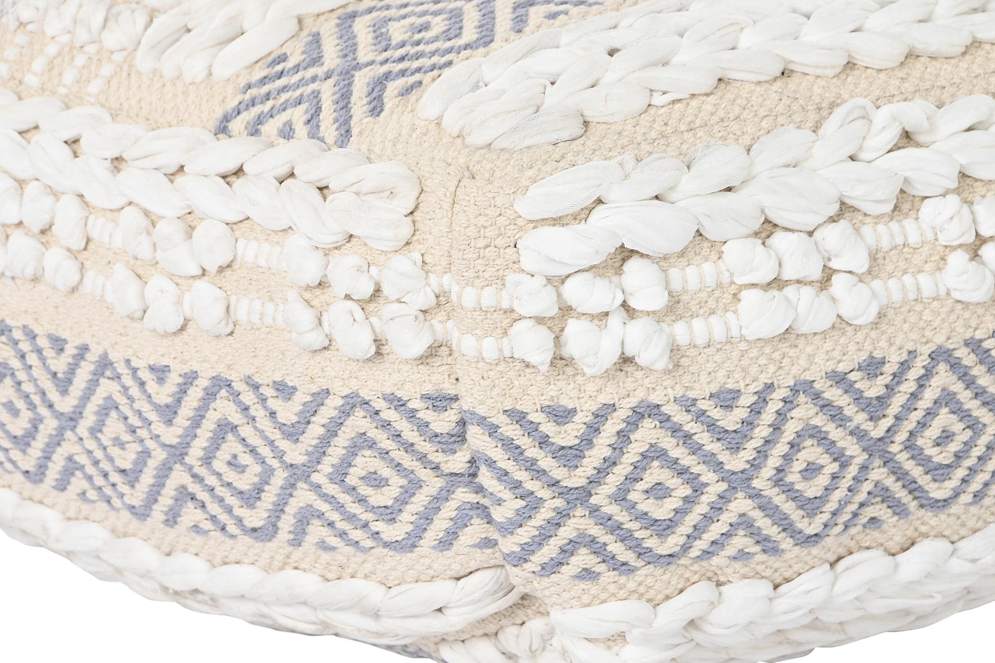 Almofada de chão de algodão 60x60x25 6300 gr, listras brancas