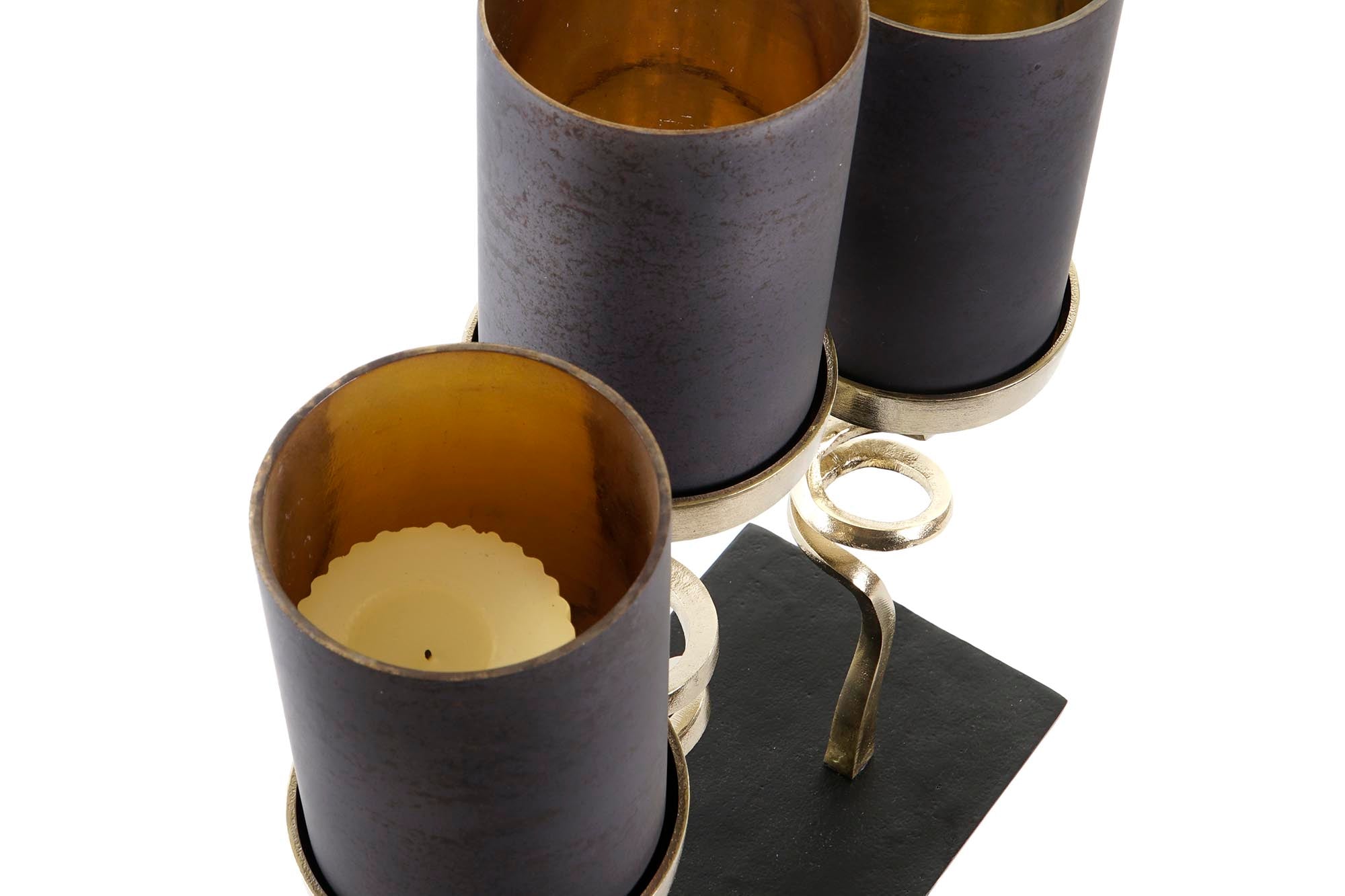 Aluminum Glass Candle Holder 37x16x47 3 Gray Candles
