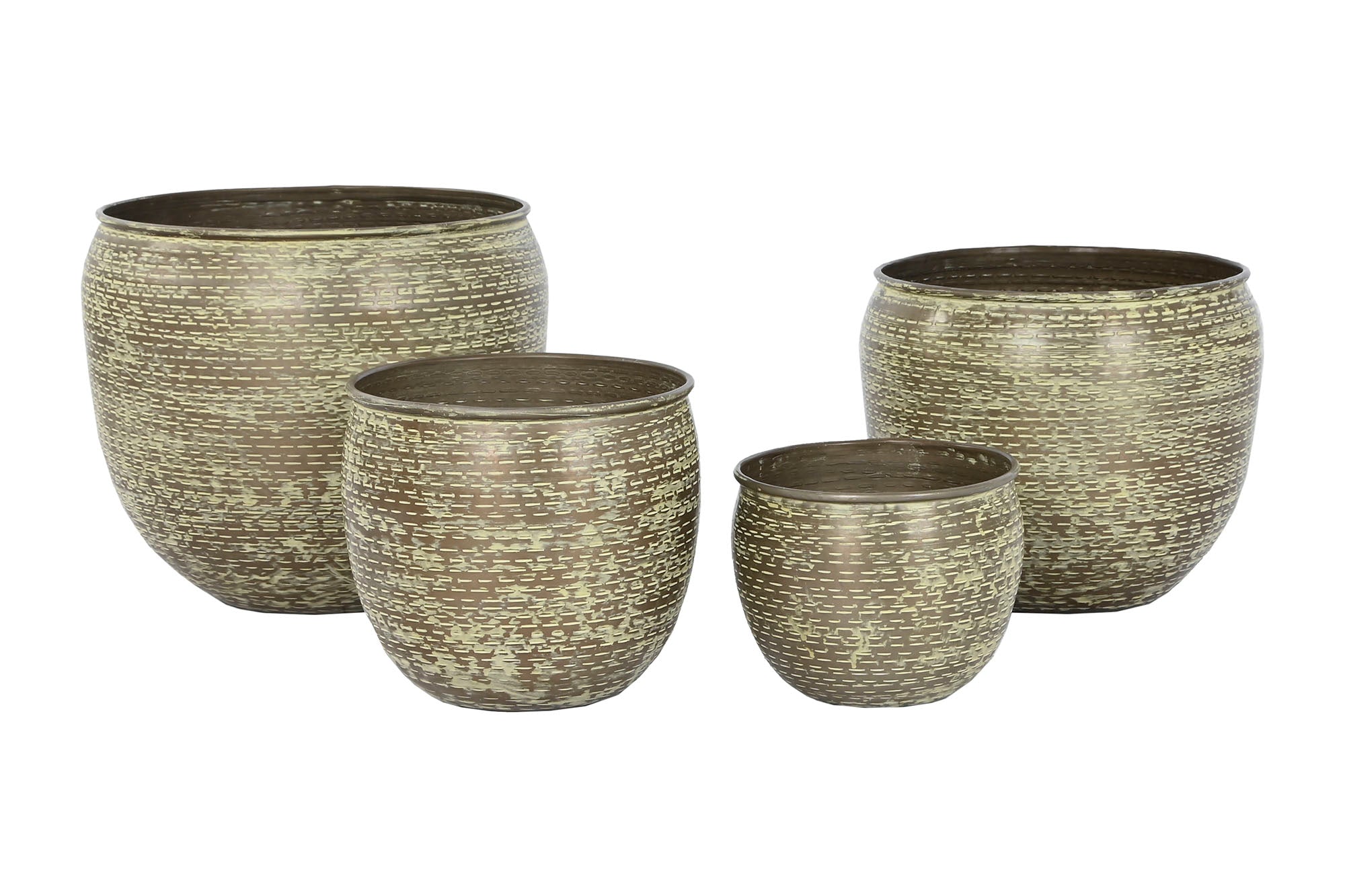 Conjunto de 4 vasos de alumínio 39x39x33 verde patinado