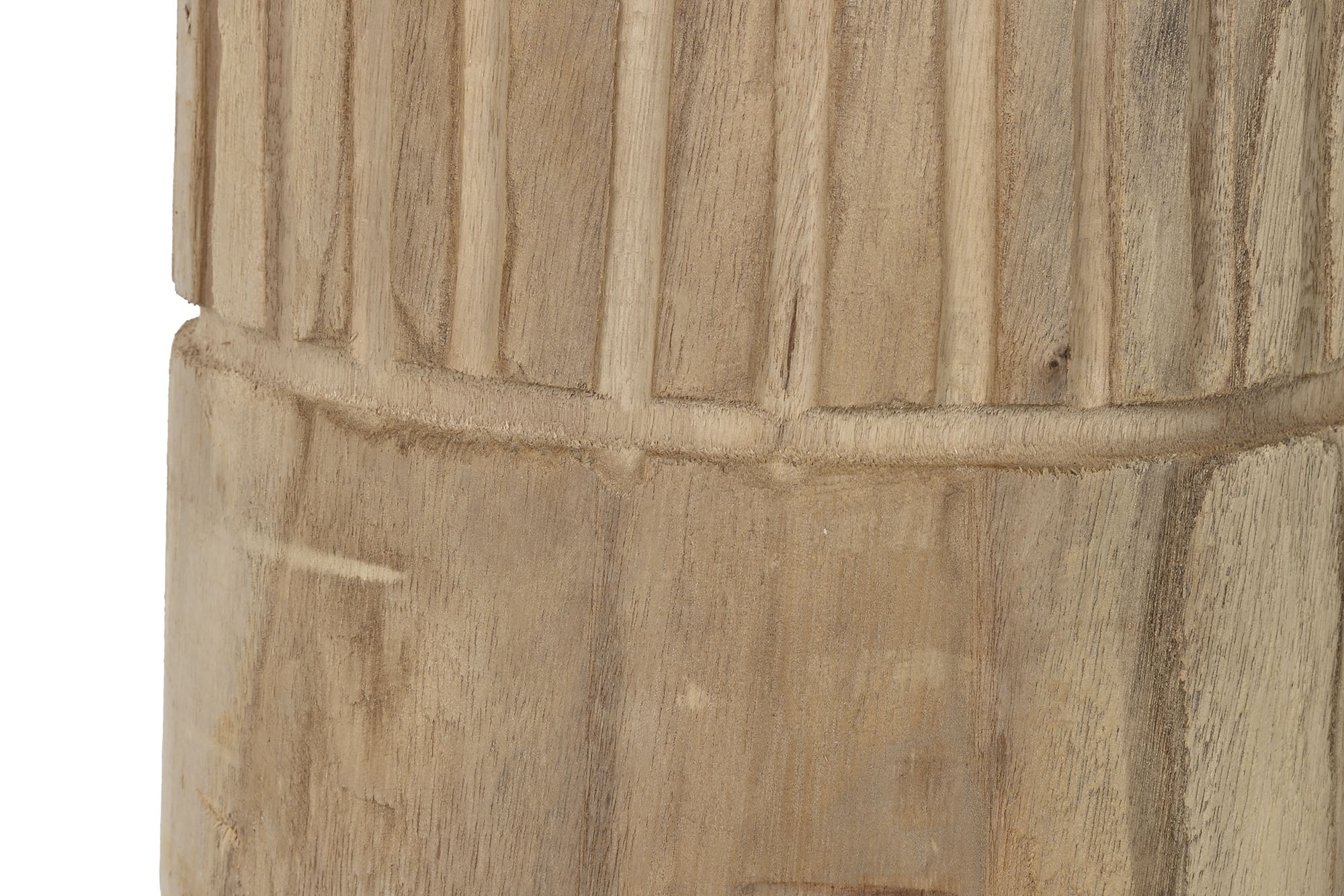 Vaso de madeira Paulownia 32X32X69 Escultura Natural