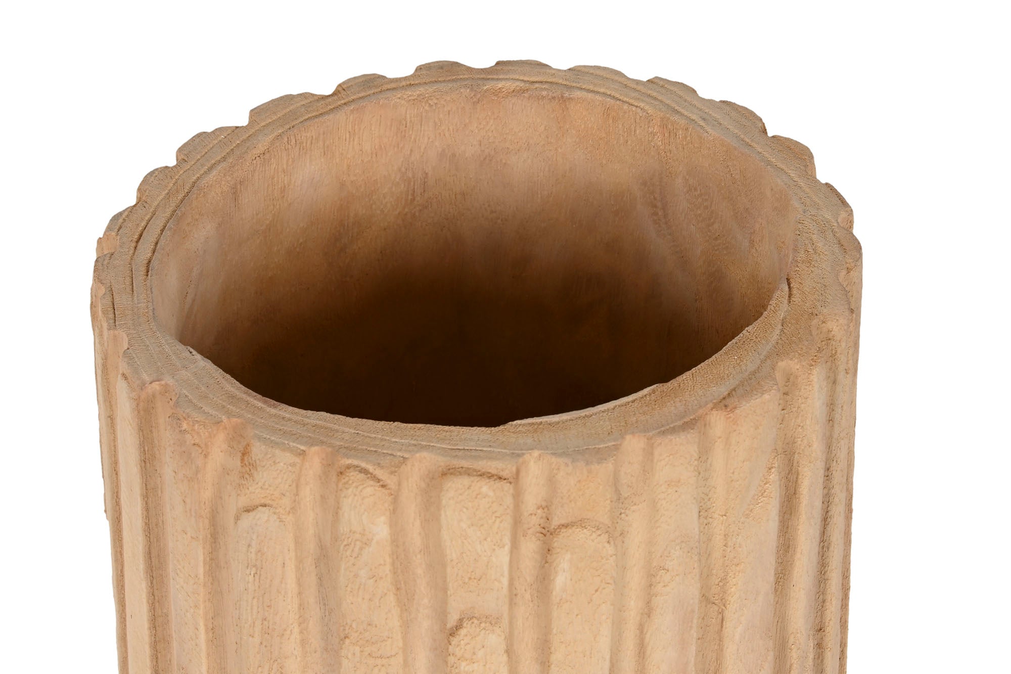 Vaso de madeira Paulownia 28x28x50 Escultura natural