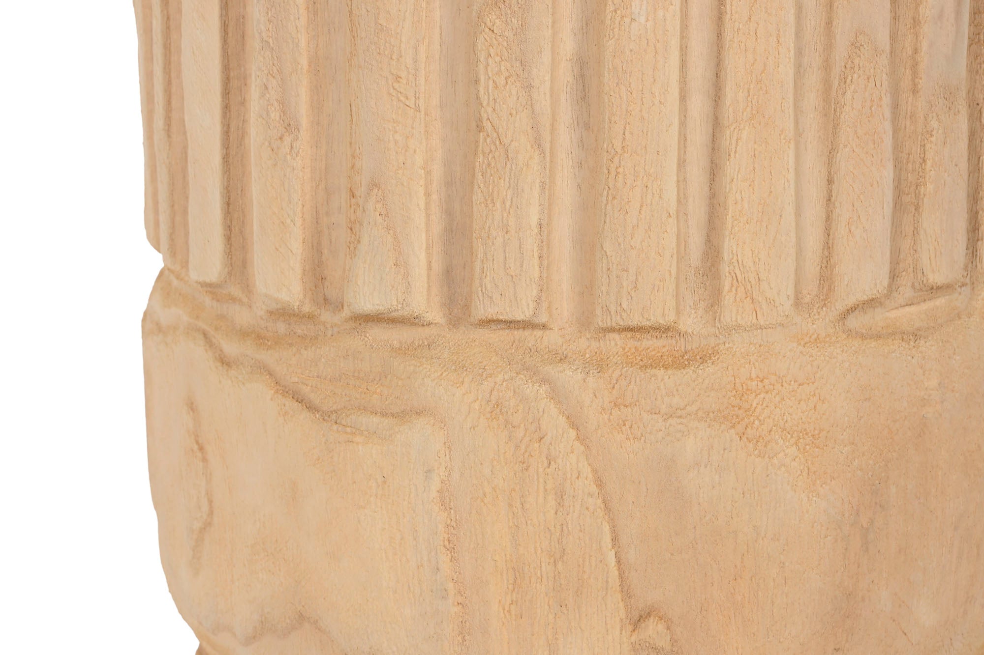 Macetero Madera Paulownia 28X28X50 Tallado Natural