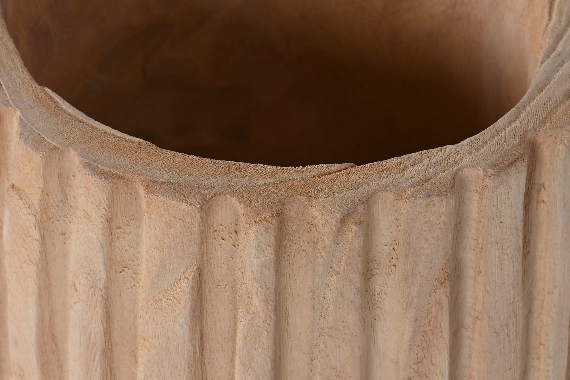 Vaso de madeira Paulownia 28x28x50 Escultura natural