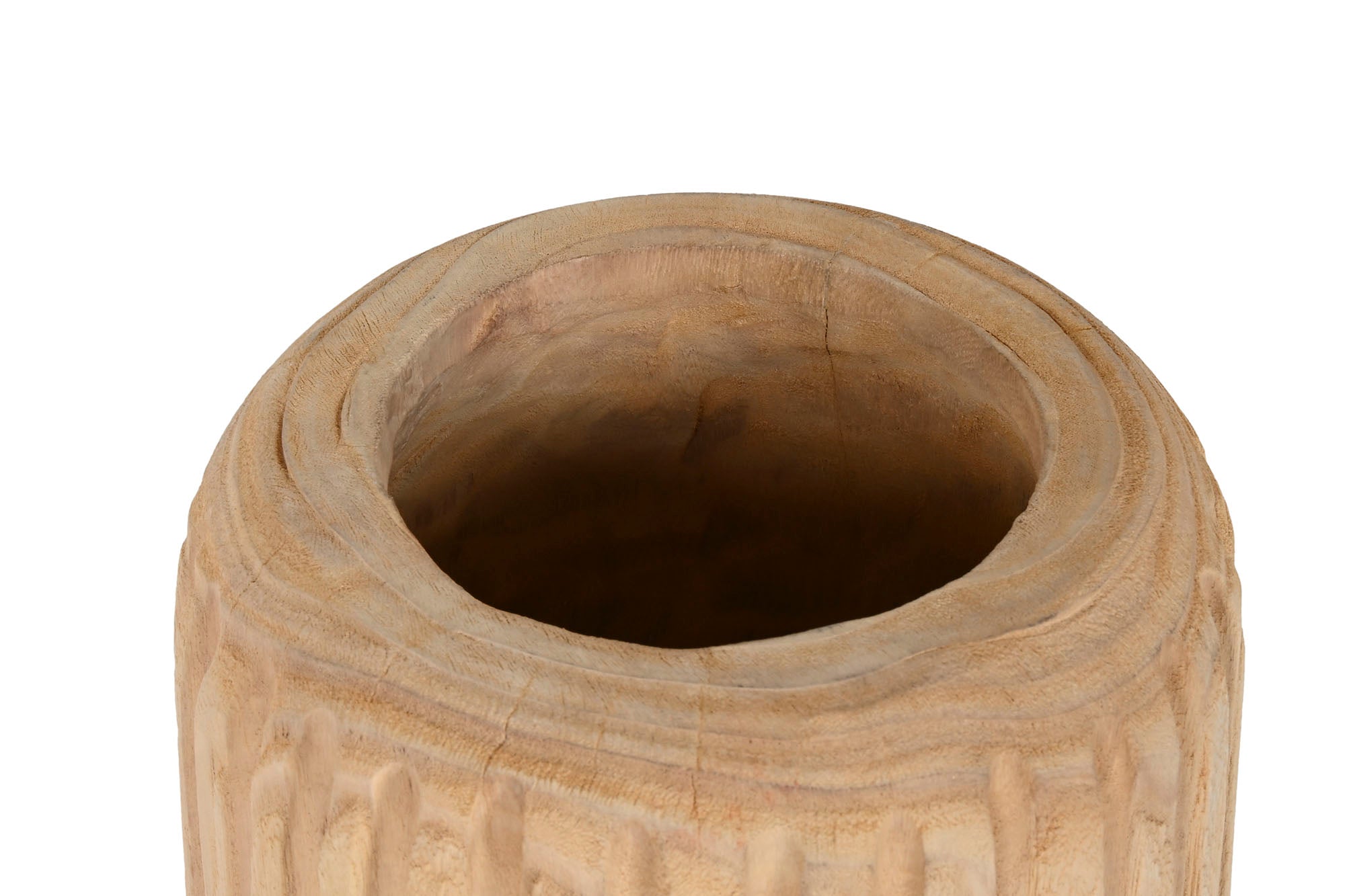 Jarron Madera Paulownia 29X29X42 Tallado Natural