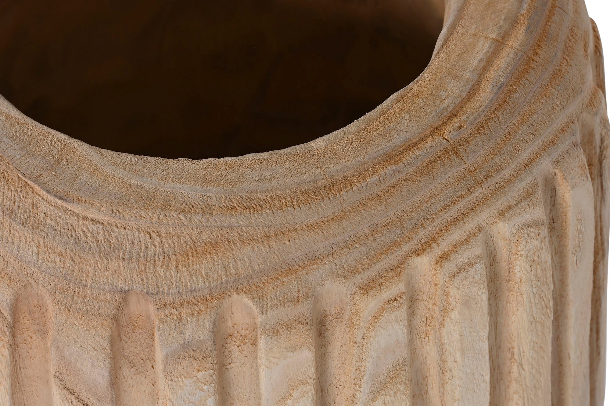 Paulownia Wood Vase 29X29X42 Natural Carving