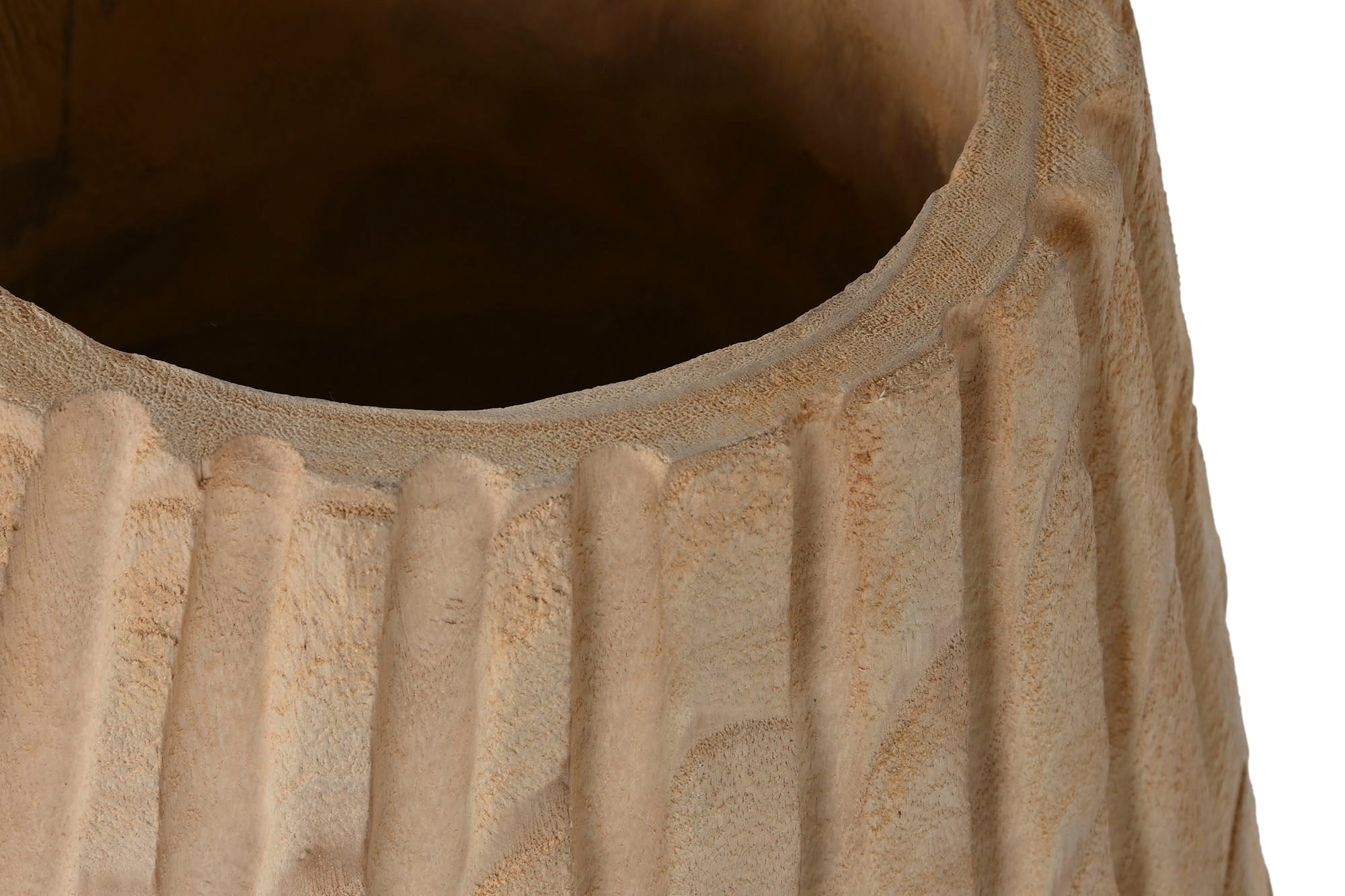 Paulownia Wood Vase 32X32X42 Natural Carving