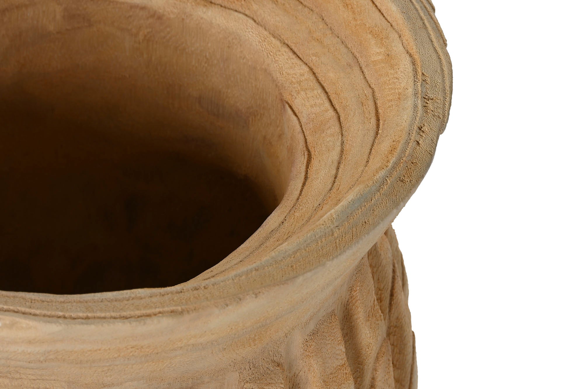 Paulownia Wood Vase 28X28X36 Natural Carving