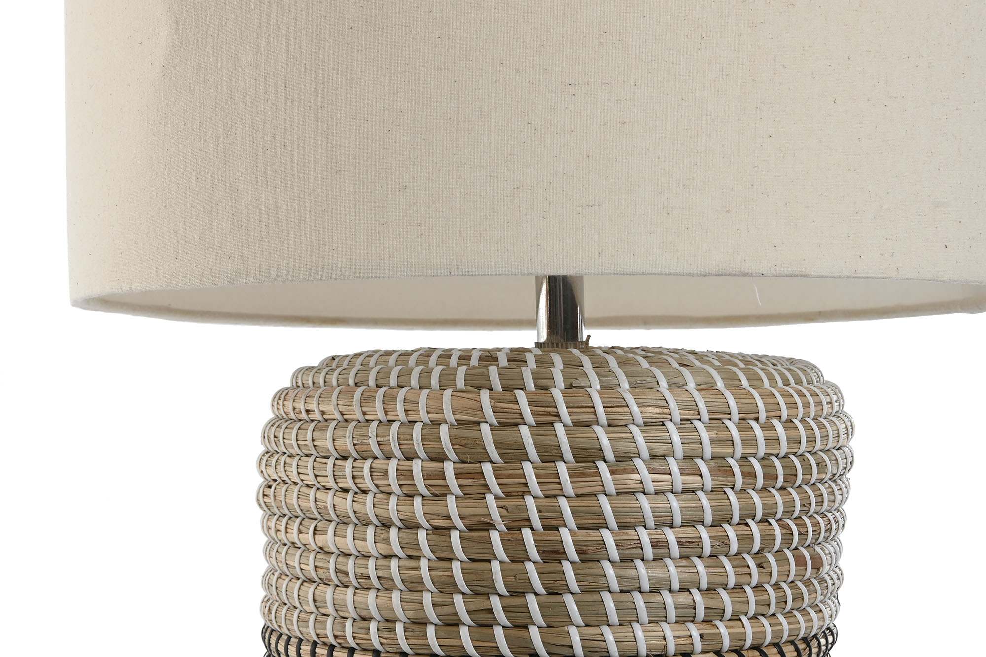 Lampara Sobremesa Seagrass Lino 38X38X47 Blanco
