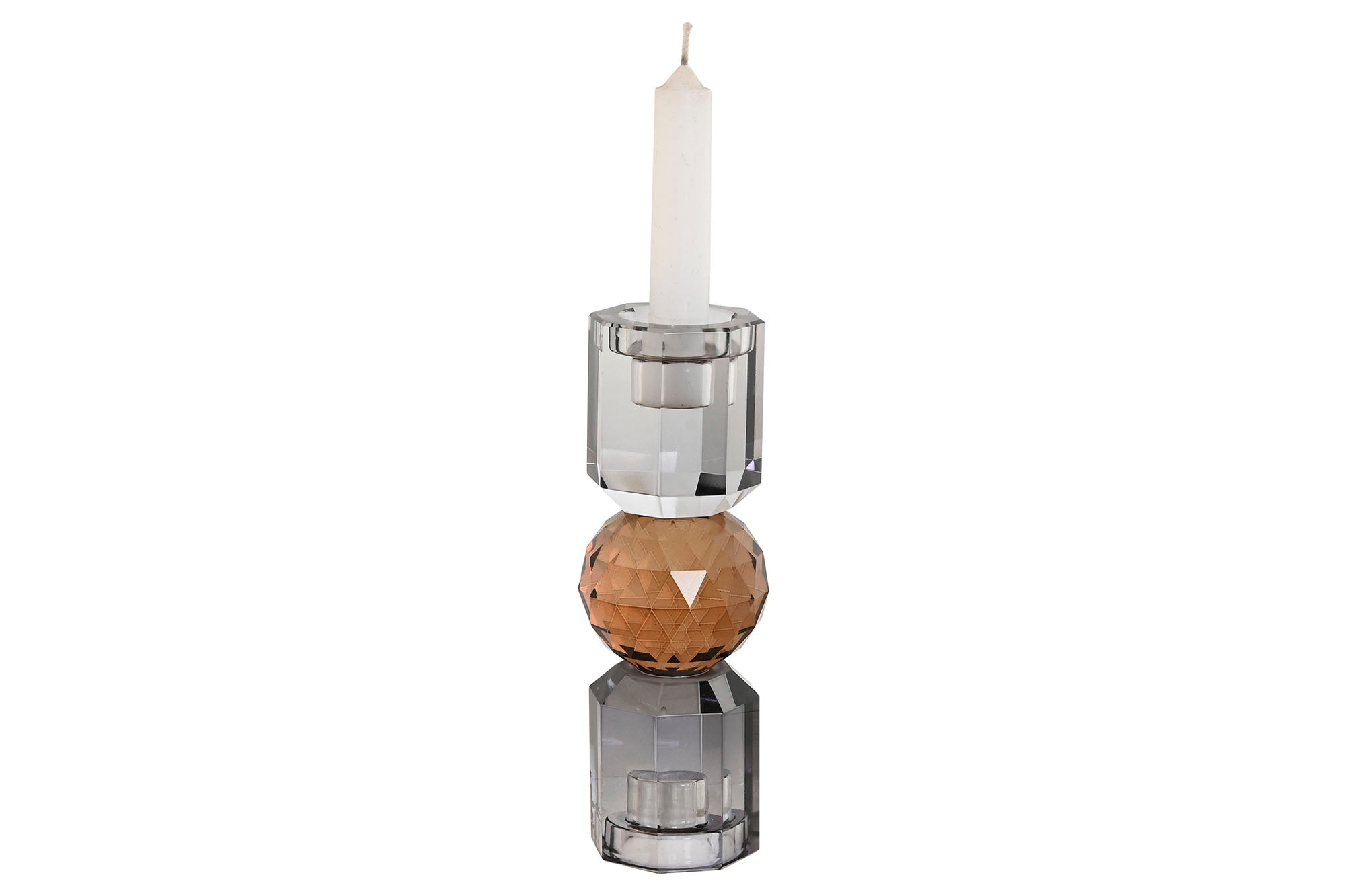 Porta-velas de vidro 7X7X20 Cinza