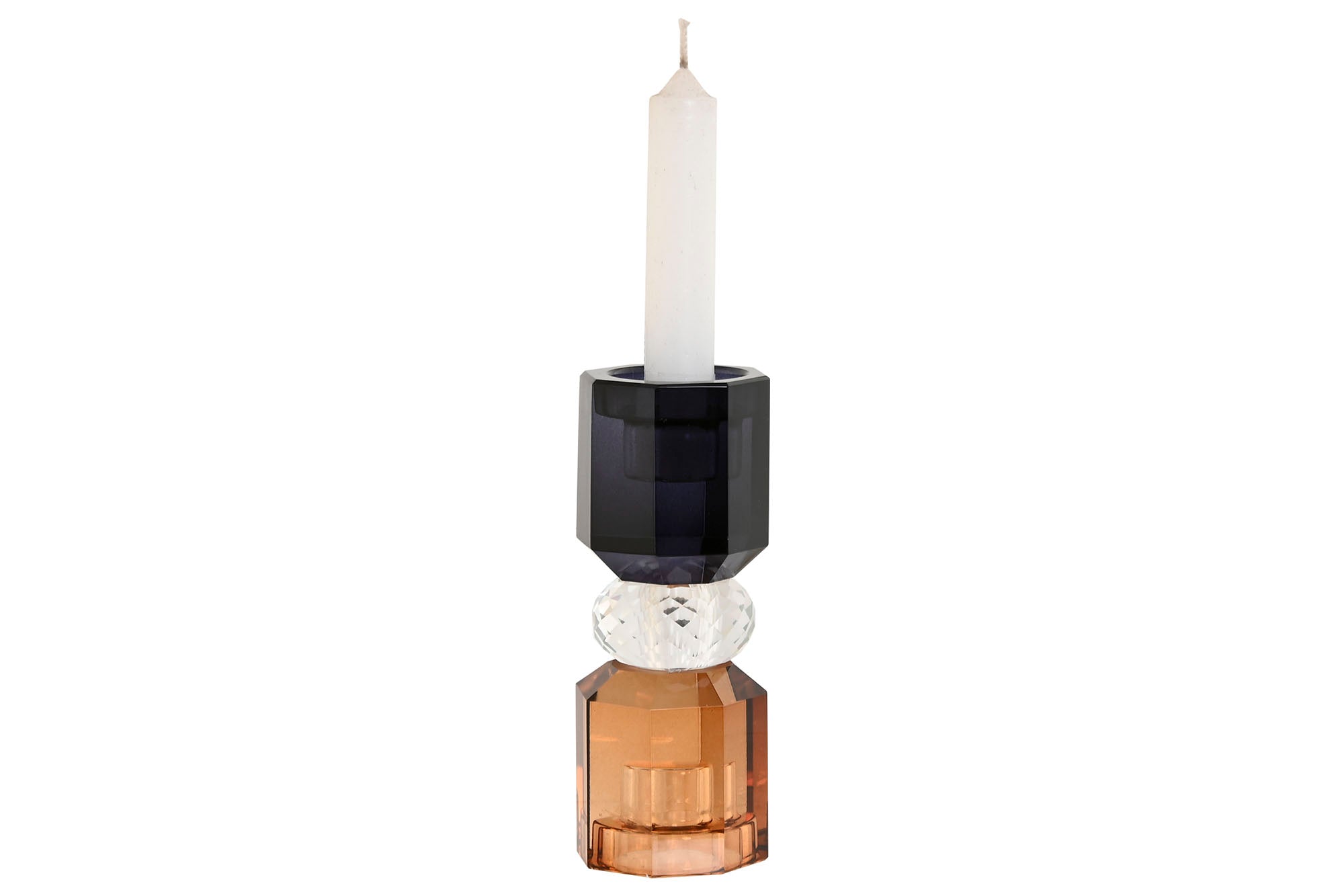 Porta-velas de vidro 5,5x5,5x14,7 cinza