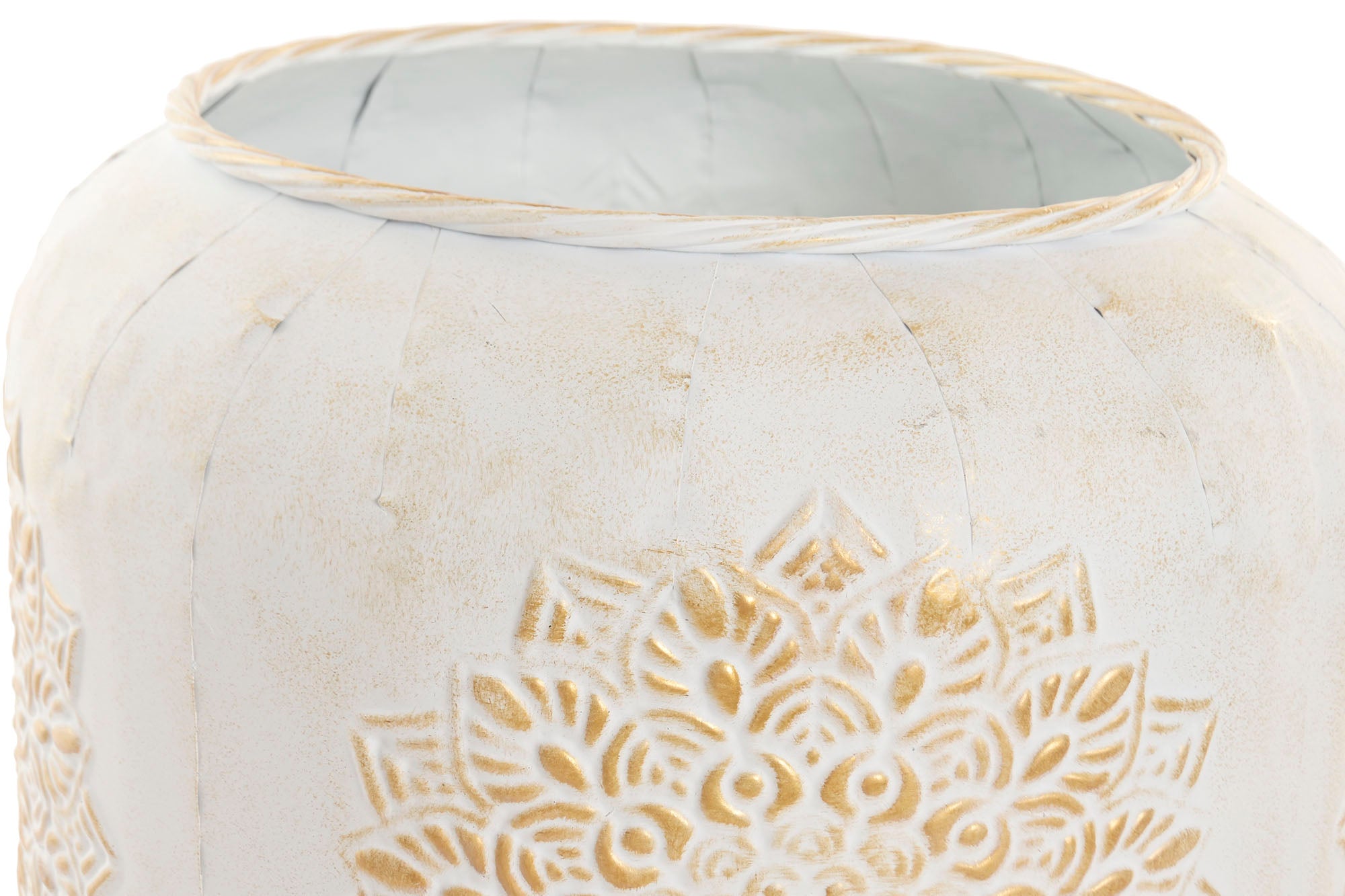 Macetero Set 2 Metal 40X40X35 Mandala Blanco