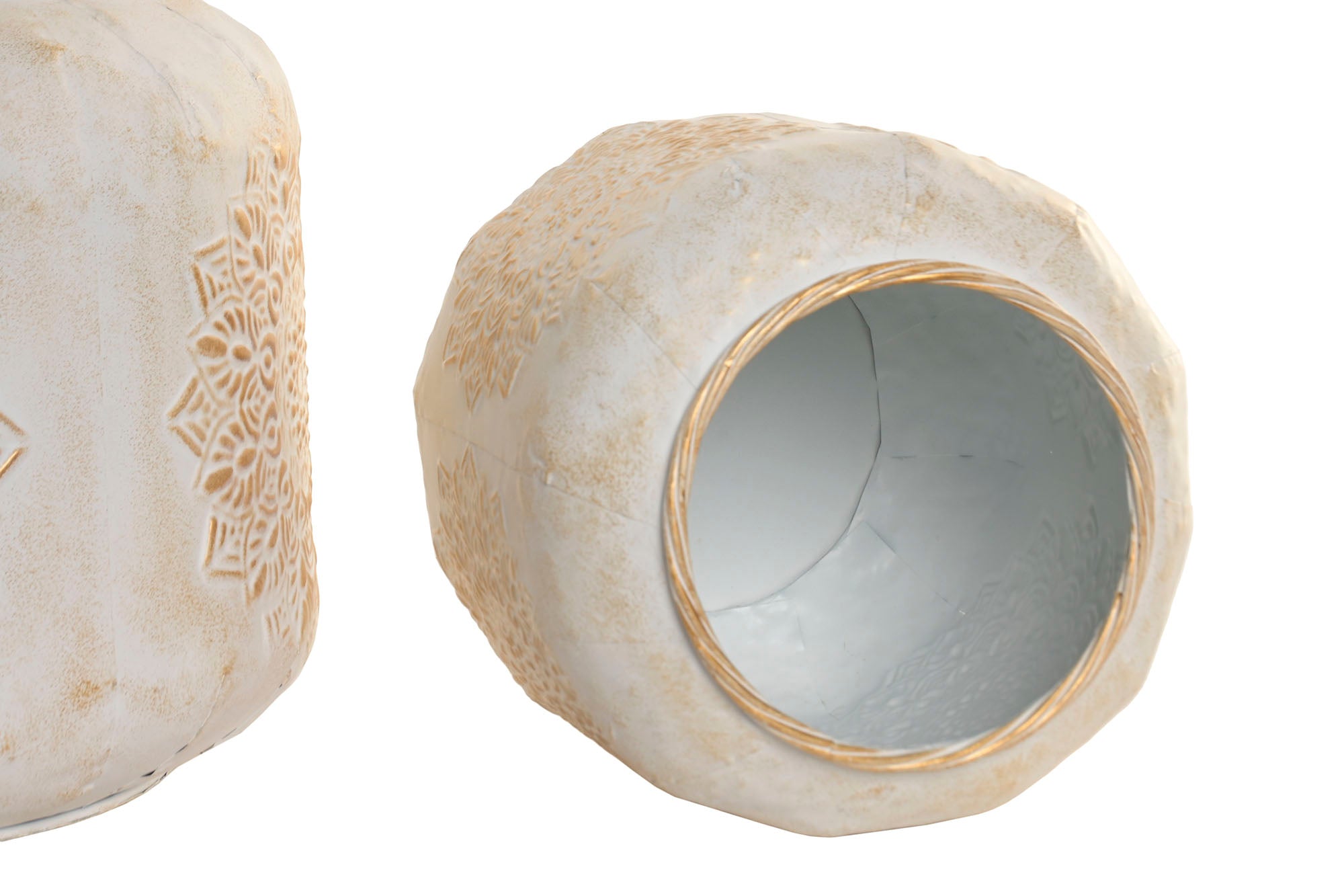 Macetero Set 2 Metal 40X40X35 Mandala Blanco