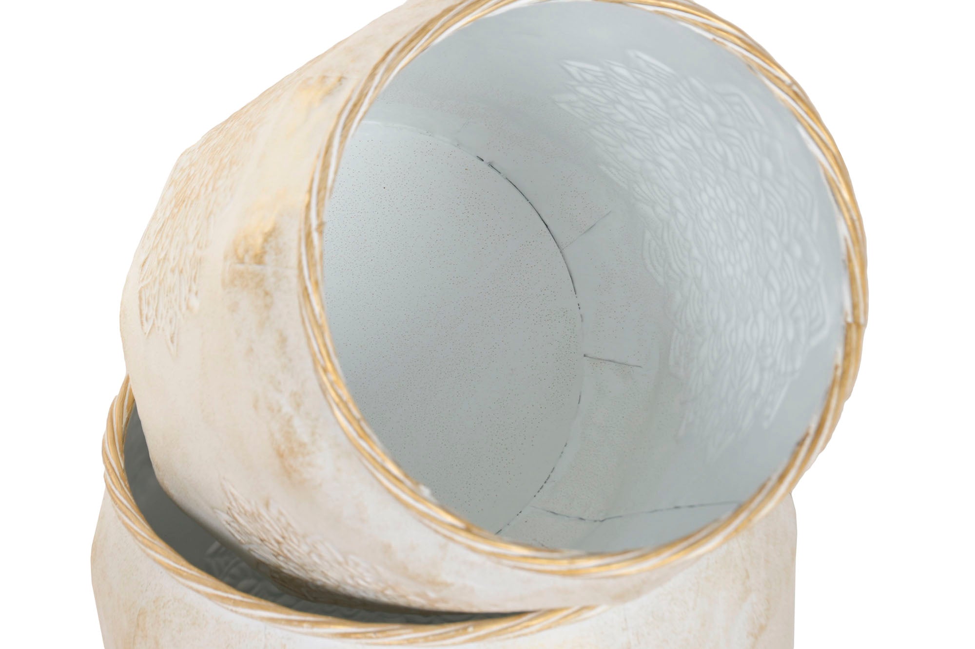 Macetero Set 3 Metal 43X43X59 Mandala Blanco