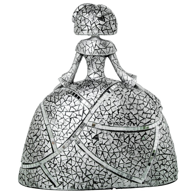Figura Menina 28cm Resina Plateada