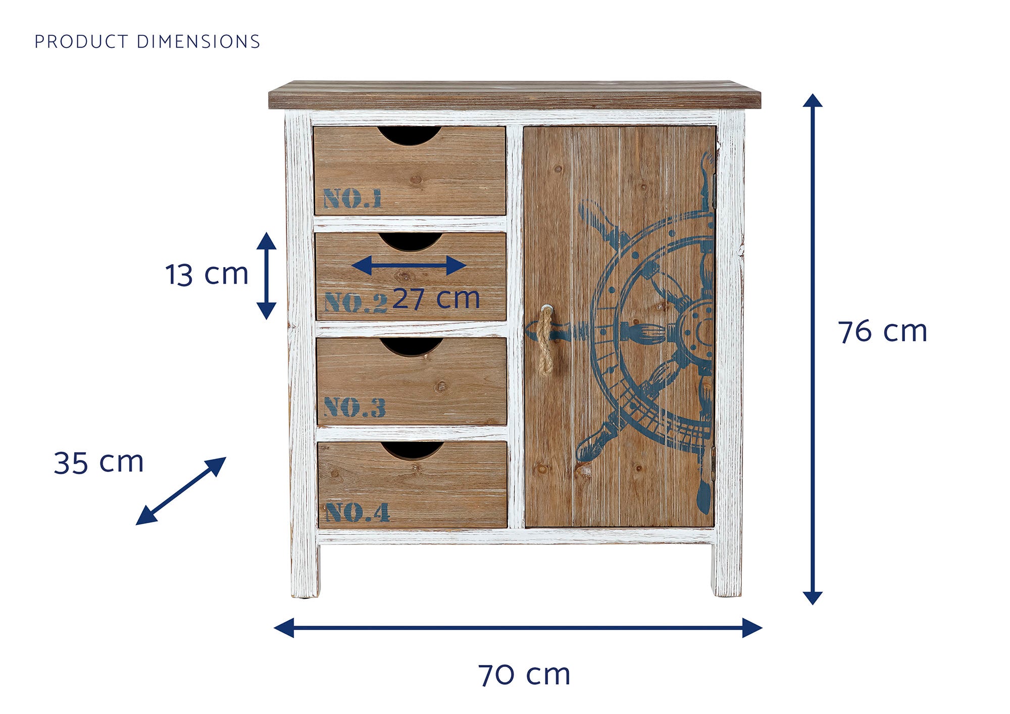 Cajonera Abeto 70X35X76,5 Timon Natural