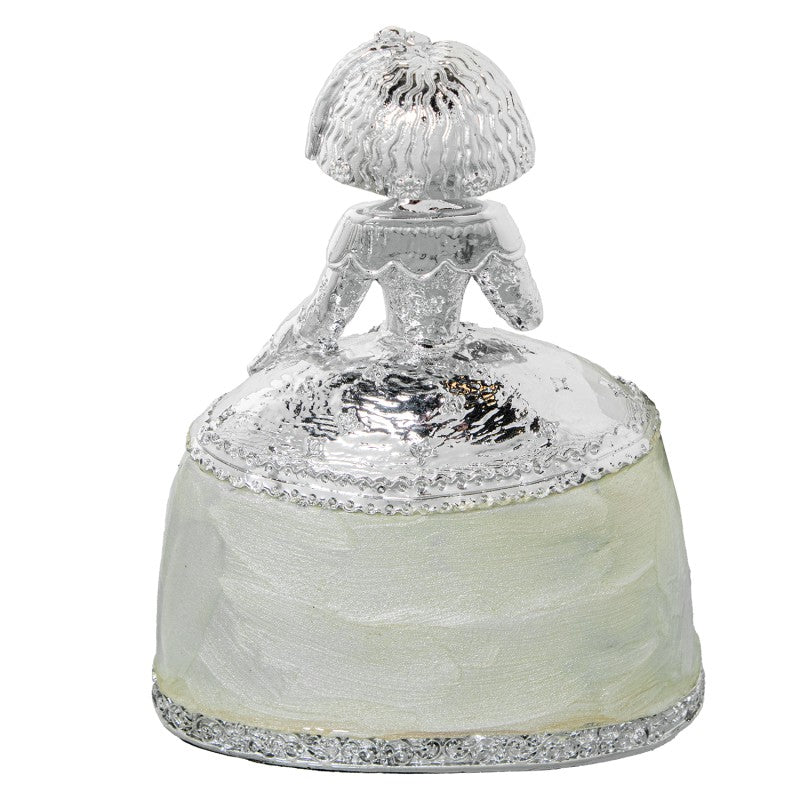 Figura Menina 15cm Resina Plateada nácar