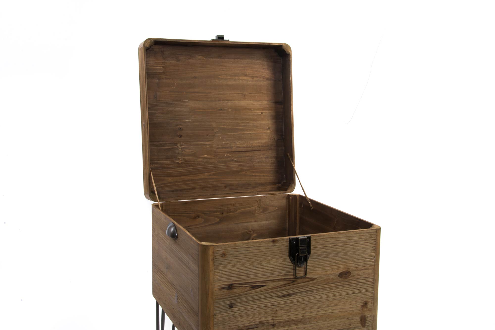 Mesita Auxiliar Madera Metal 49X51X74 Baul Natural