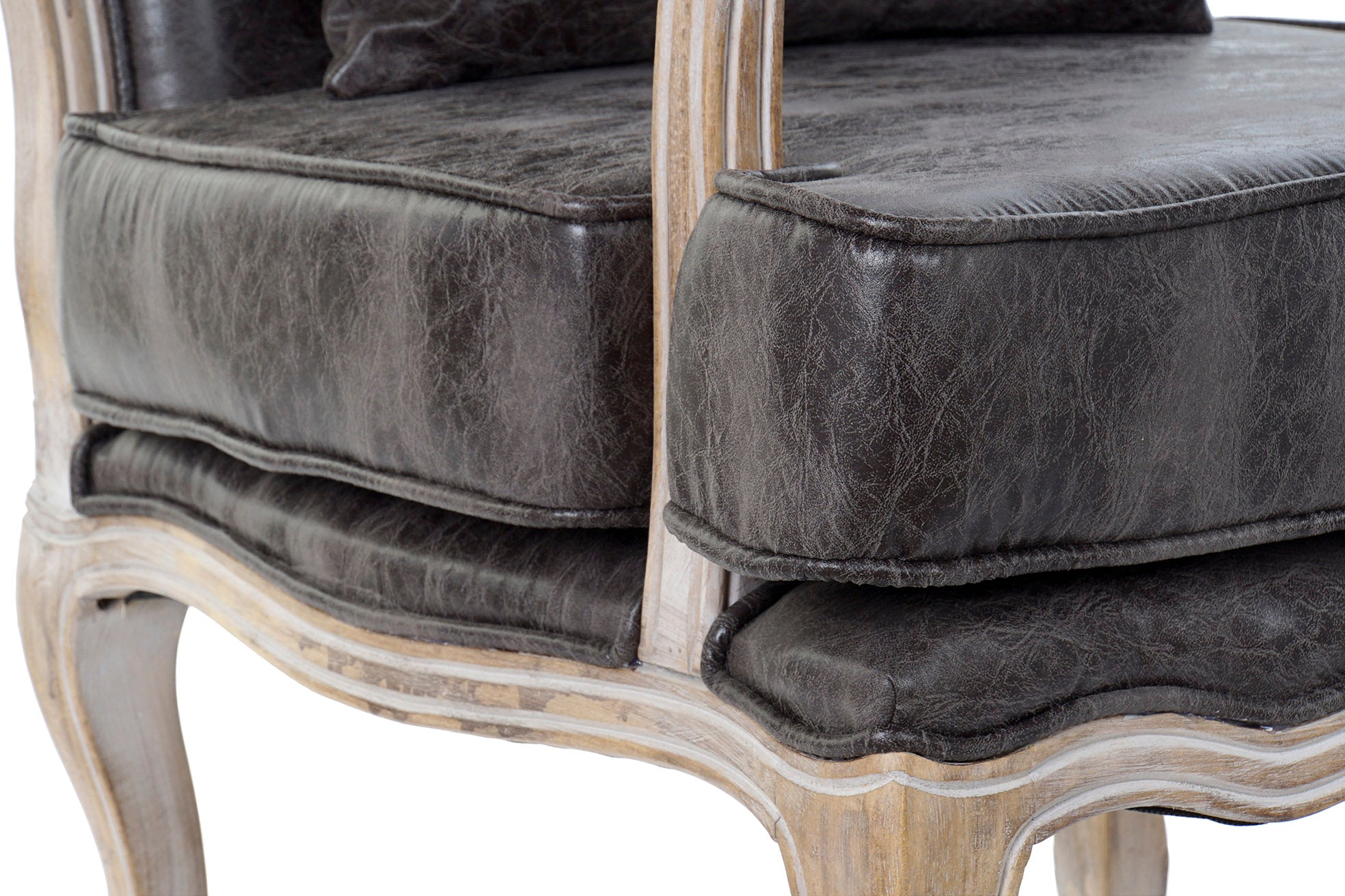 Sillon Pu Rubberwood 70X66X94 Desgastado Marron