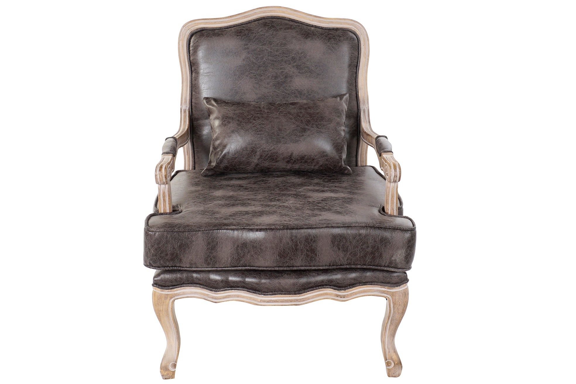 Sillon Pu Rubberwood 70X66X94 Desgastado Marron