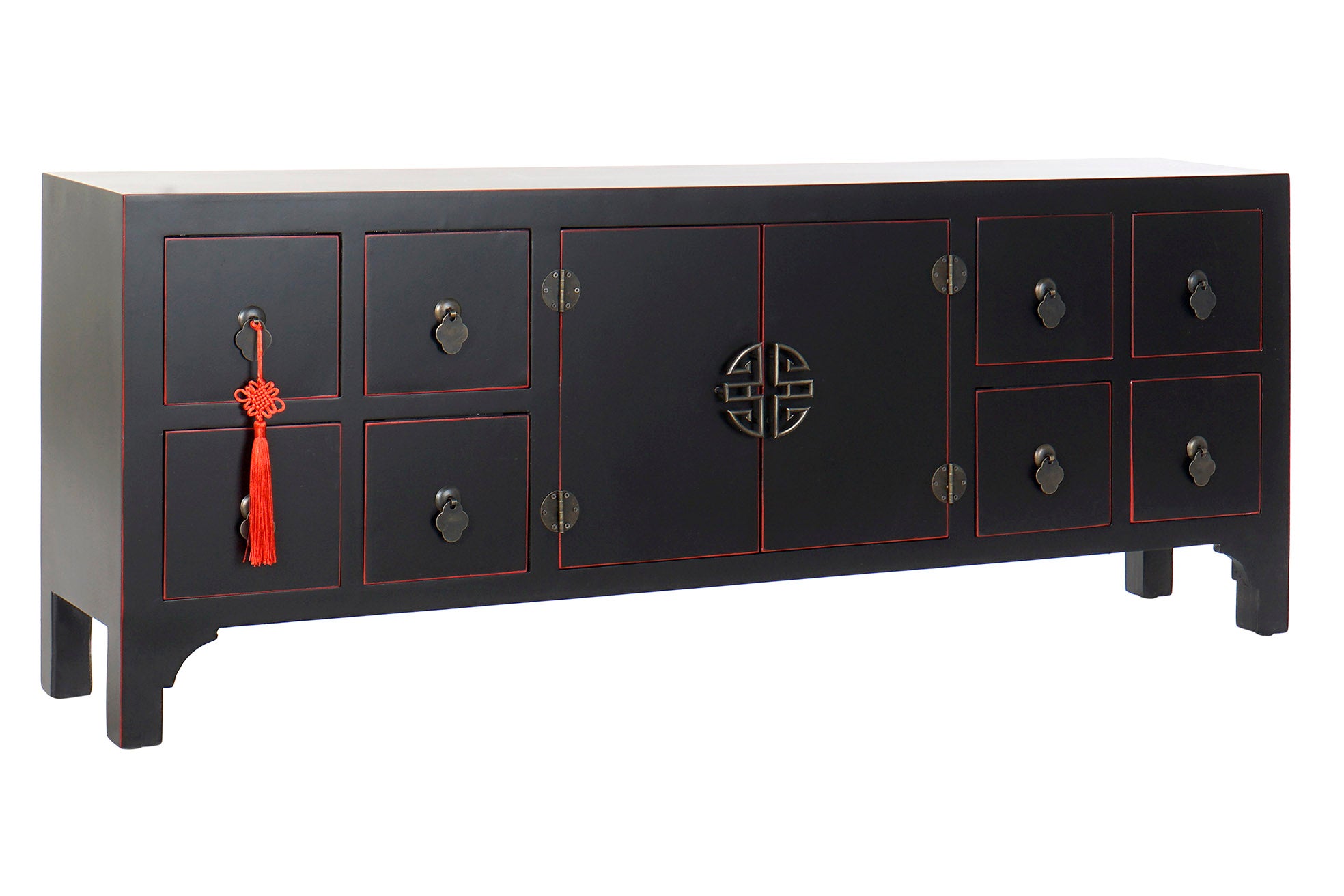 Mueble Tv Abeto Mdf 130X24X51 Oriental Negro