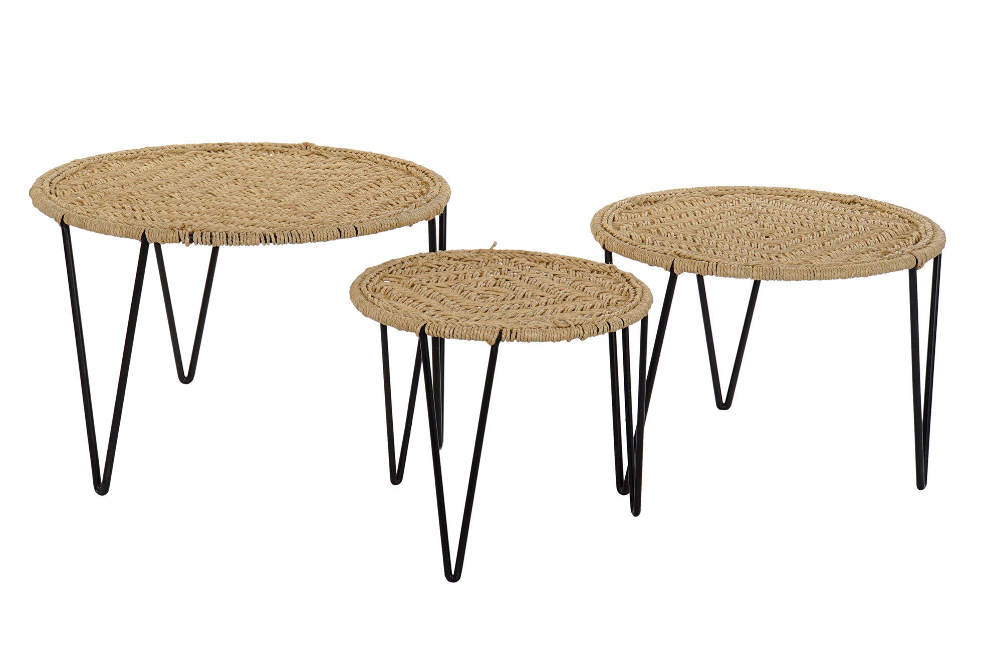 Conjunto de 3 mesas laterais de metal 62x62x40,5 11,00