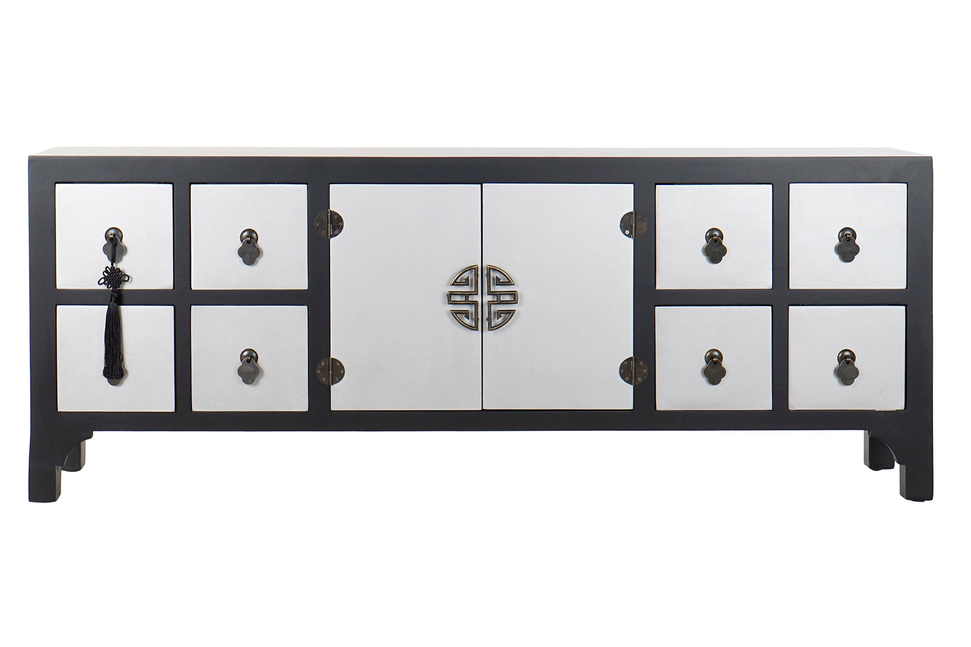 Fir MDF TV cabinet 130x24x51 Oriental Black