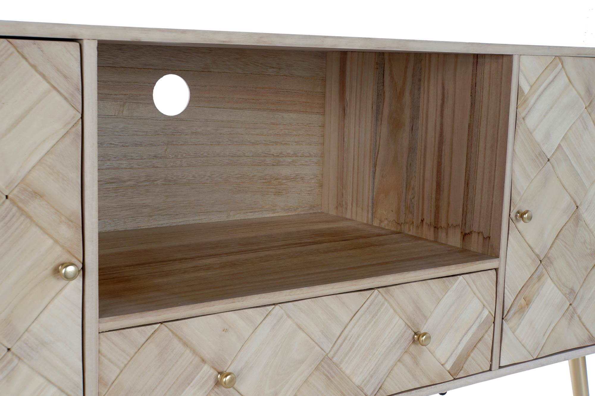Mueble Tv Paulownia Pino 118X40X65 Natural