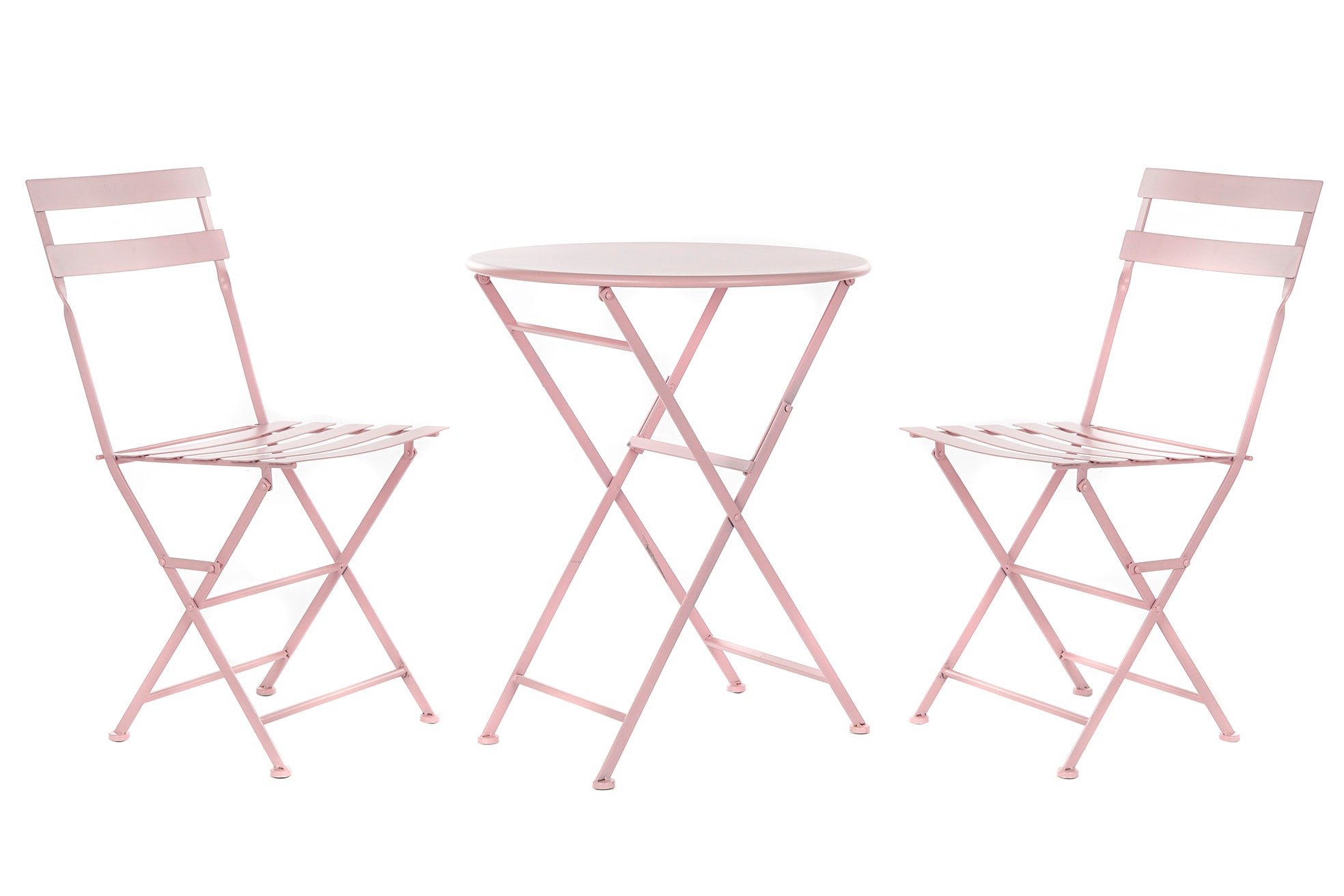 Mesa Set 3 Metal 60X60X75 Plegable Rosa