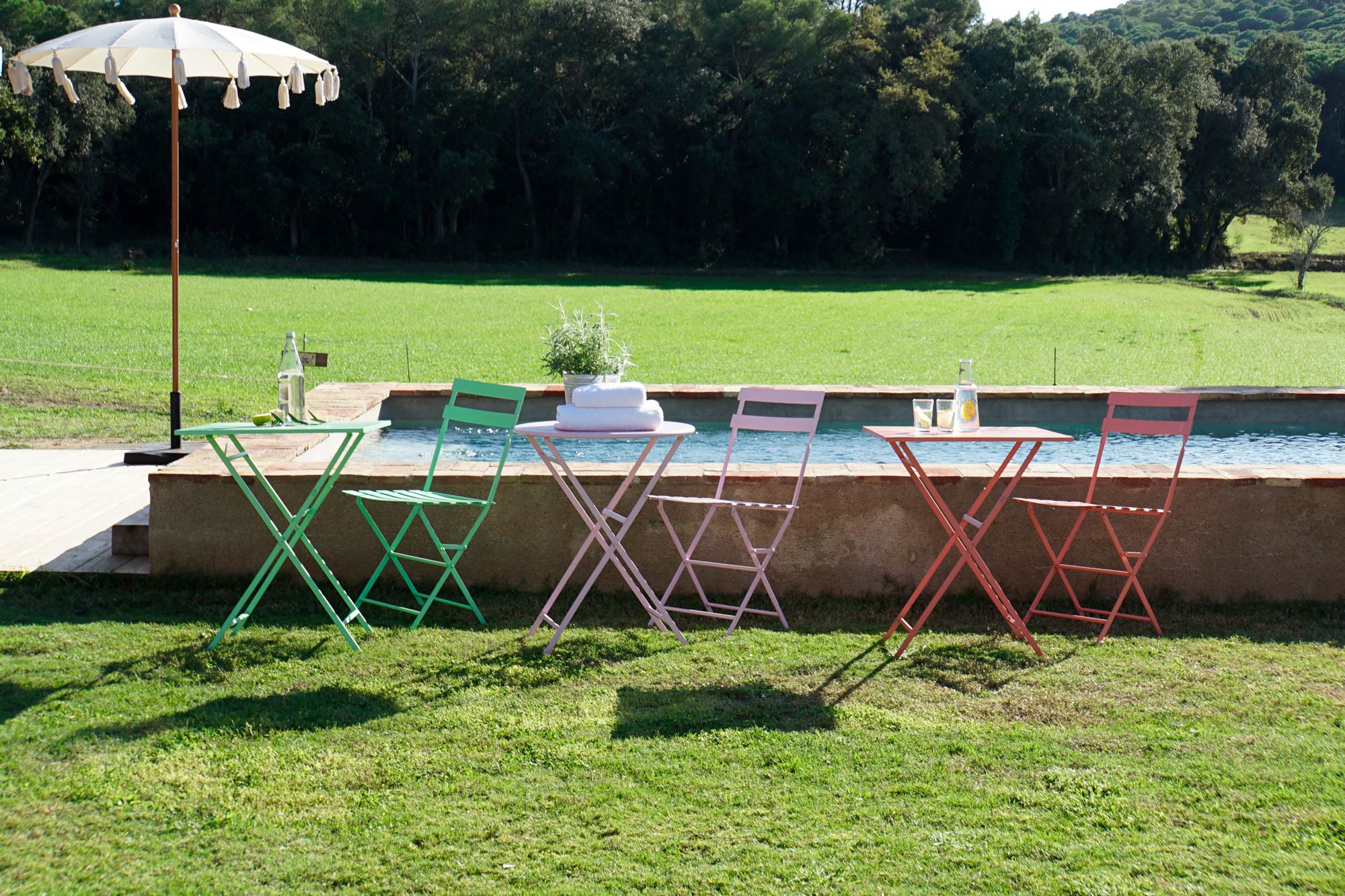 Mesa Set 3 Metal 60X60X75 Plegable Coral