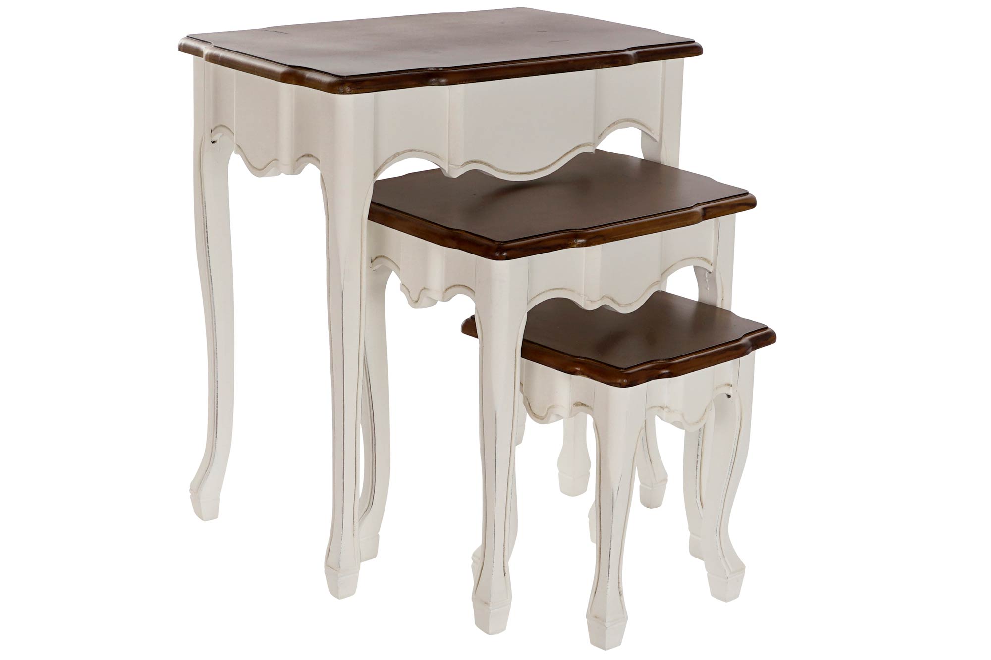 Mesita Auxiliar Set 3 Paulownia 60X40X66 Blanco