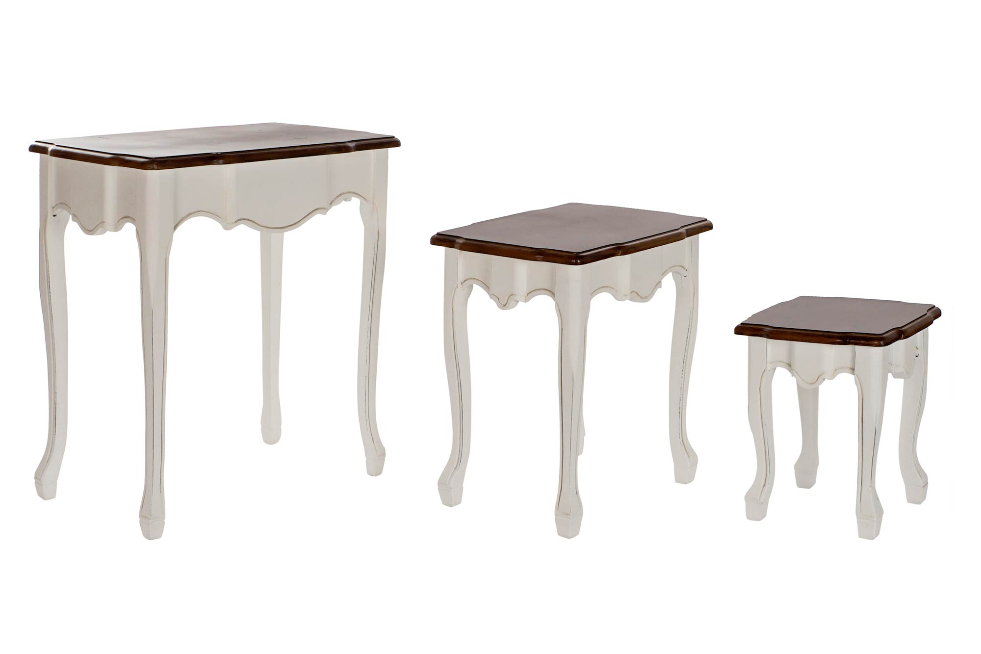 Mesita Auxiliar Set 3 Paulownia 60X40X66 Blanco