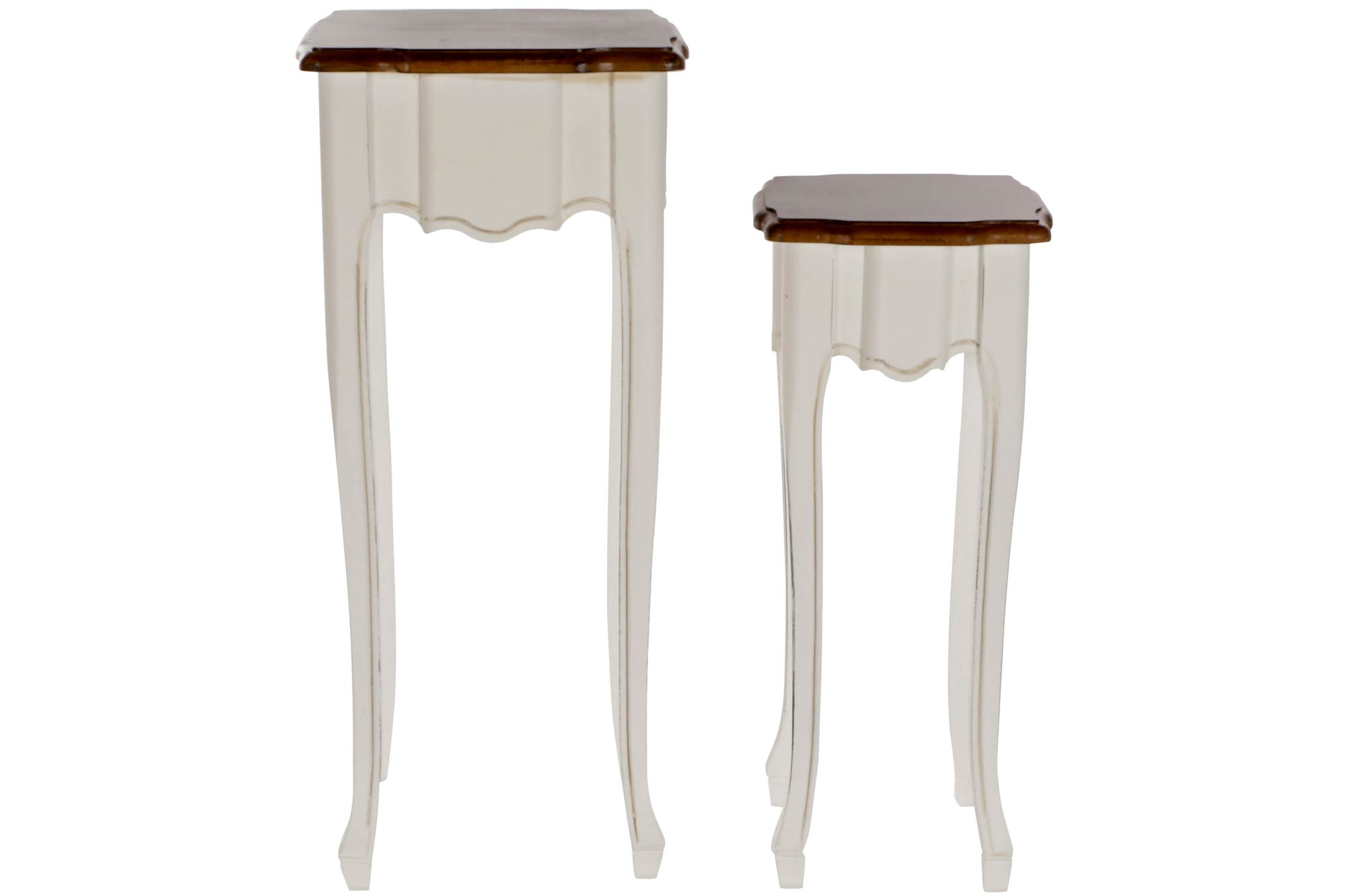 Mesita Auxiliar Set 2 Paulownia 35X35X80 Blanco