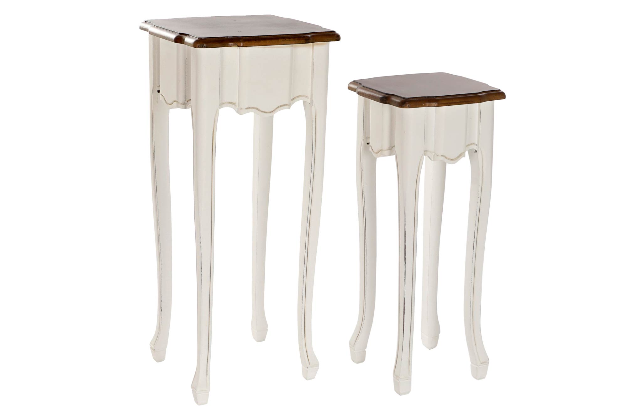 Mesita Auxiliar Set 2 Paulownia 35X35X80 Blanco