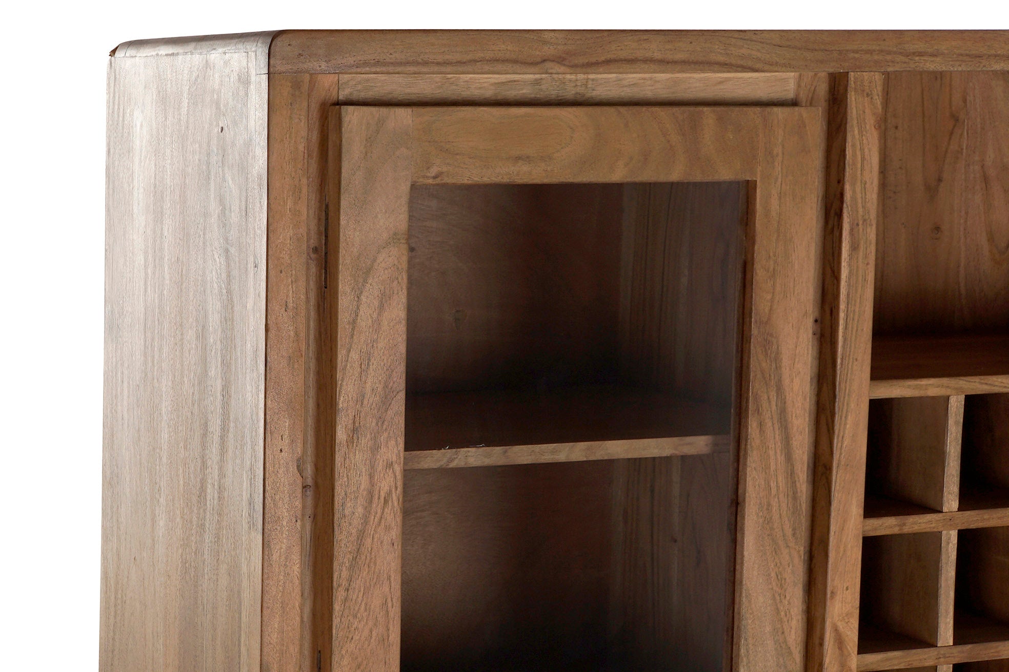 Acacia Crystal Display Case 160X41X153 Brown Wine Rack