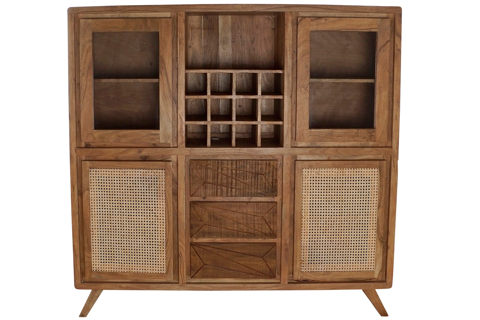 Vitrine de cristal de acácia 160 x 41 x 153 suporte para vinhos marrom