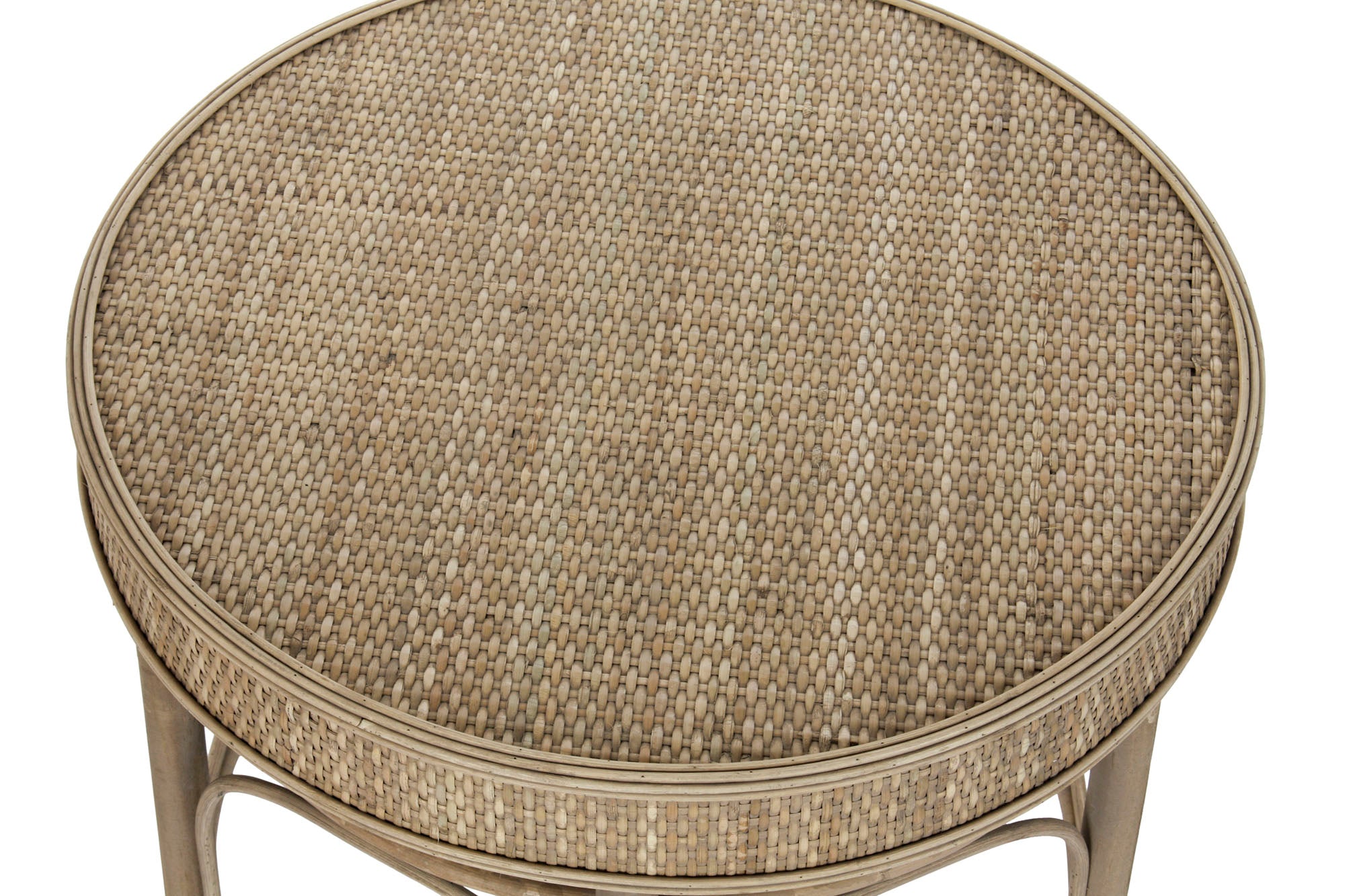 Conjunto de 2 mesas laterais de vime 61x61x52 50x43 natural