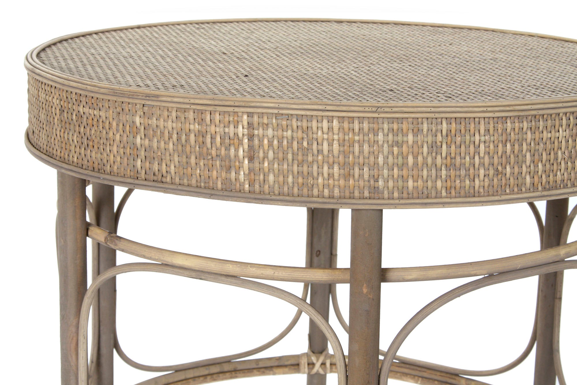 Conjunto de 2 mesas laterais de vime 61x61x52 50x43 natural