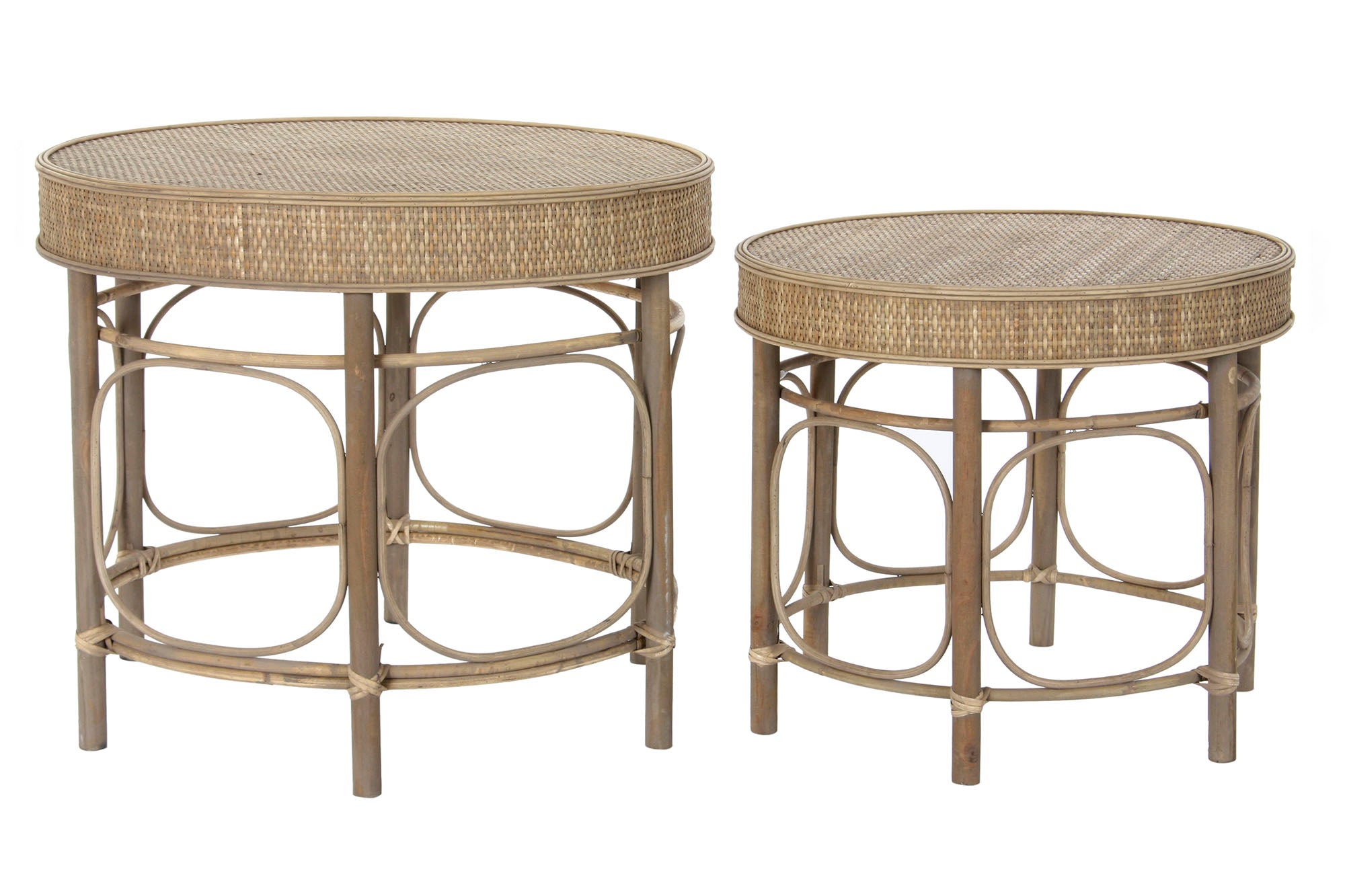 Mesita Auxiliar Set 2 Ratan 61X61X52 50X43 Natural