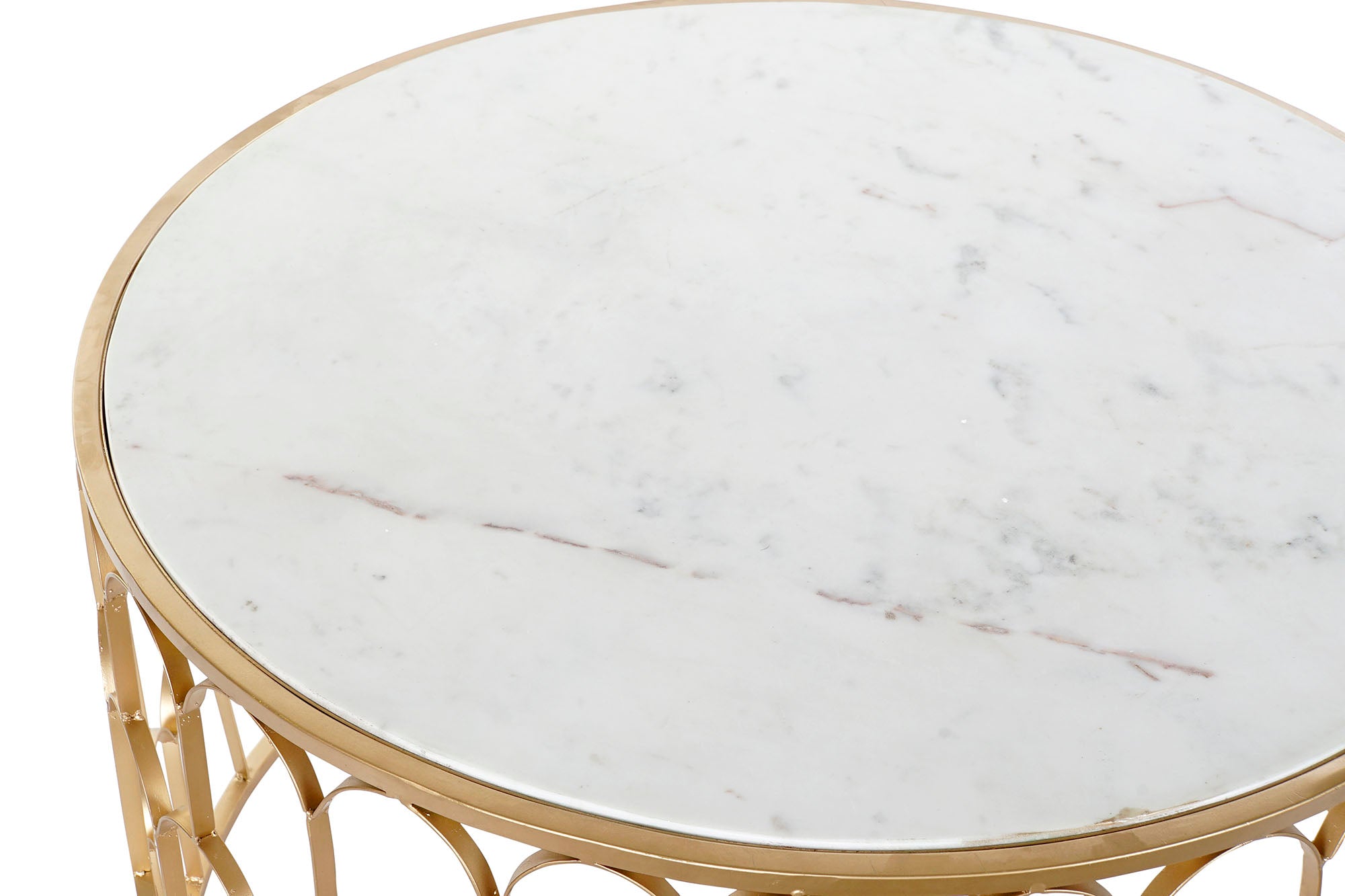 Mesa Centro Hierro Marmol 87X87X51,5 Dorado