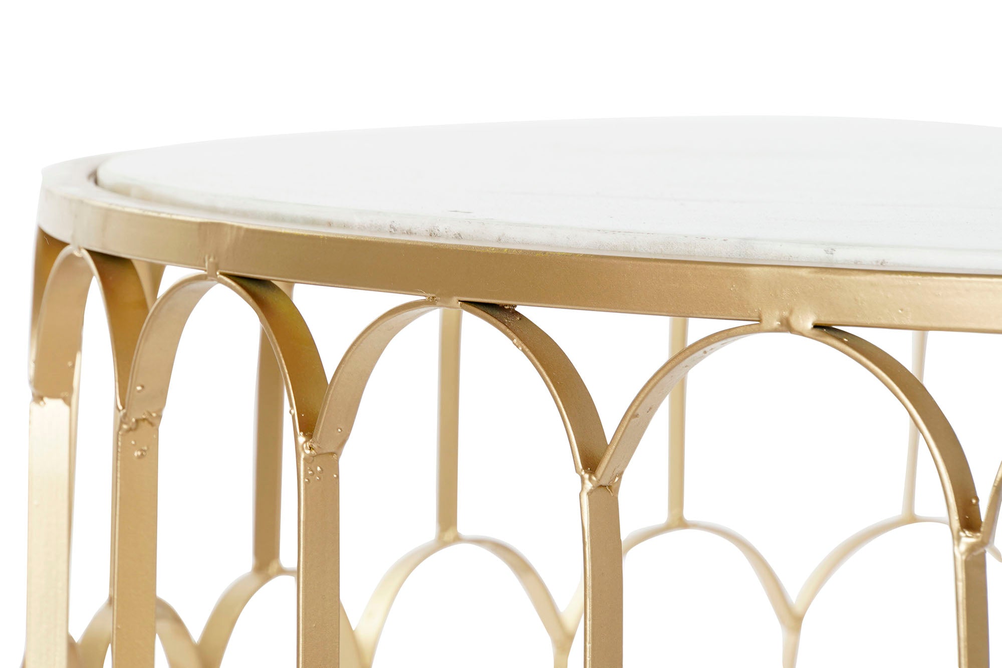 Mesa Centro Hierro Marmol 87X87X51,5 Dorado