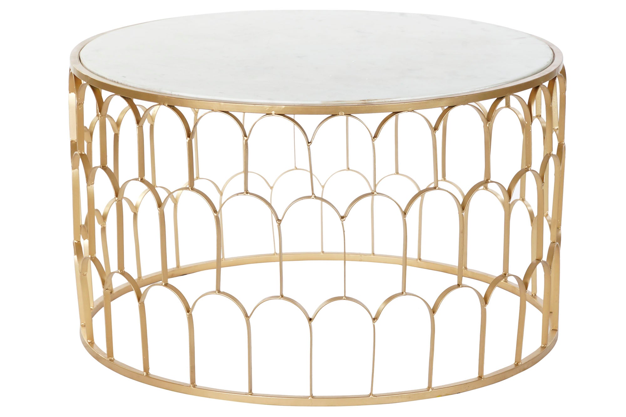 Mesa Centro Hierro Marmol 87X87X51,5 Dorado