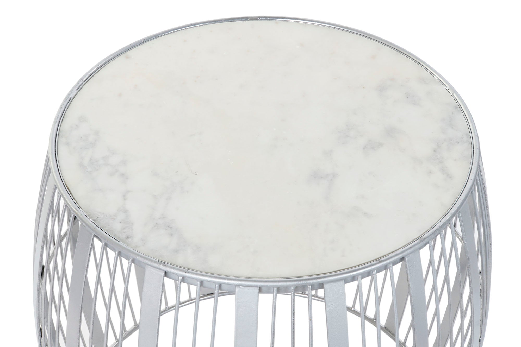 Mesita Auxiliar Hierro Marmol 46X46X41 Plateado