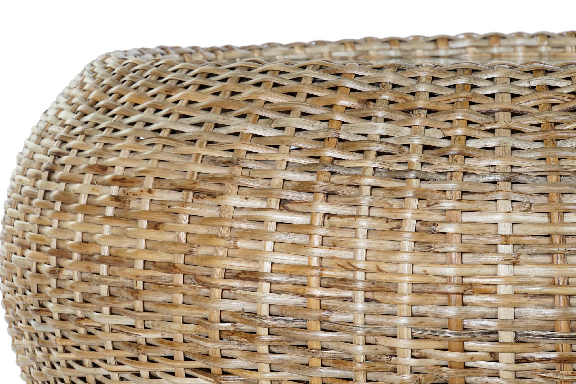 Mesa de Centro de Cristal Ratan 82X82X48 Natural Natural