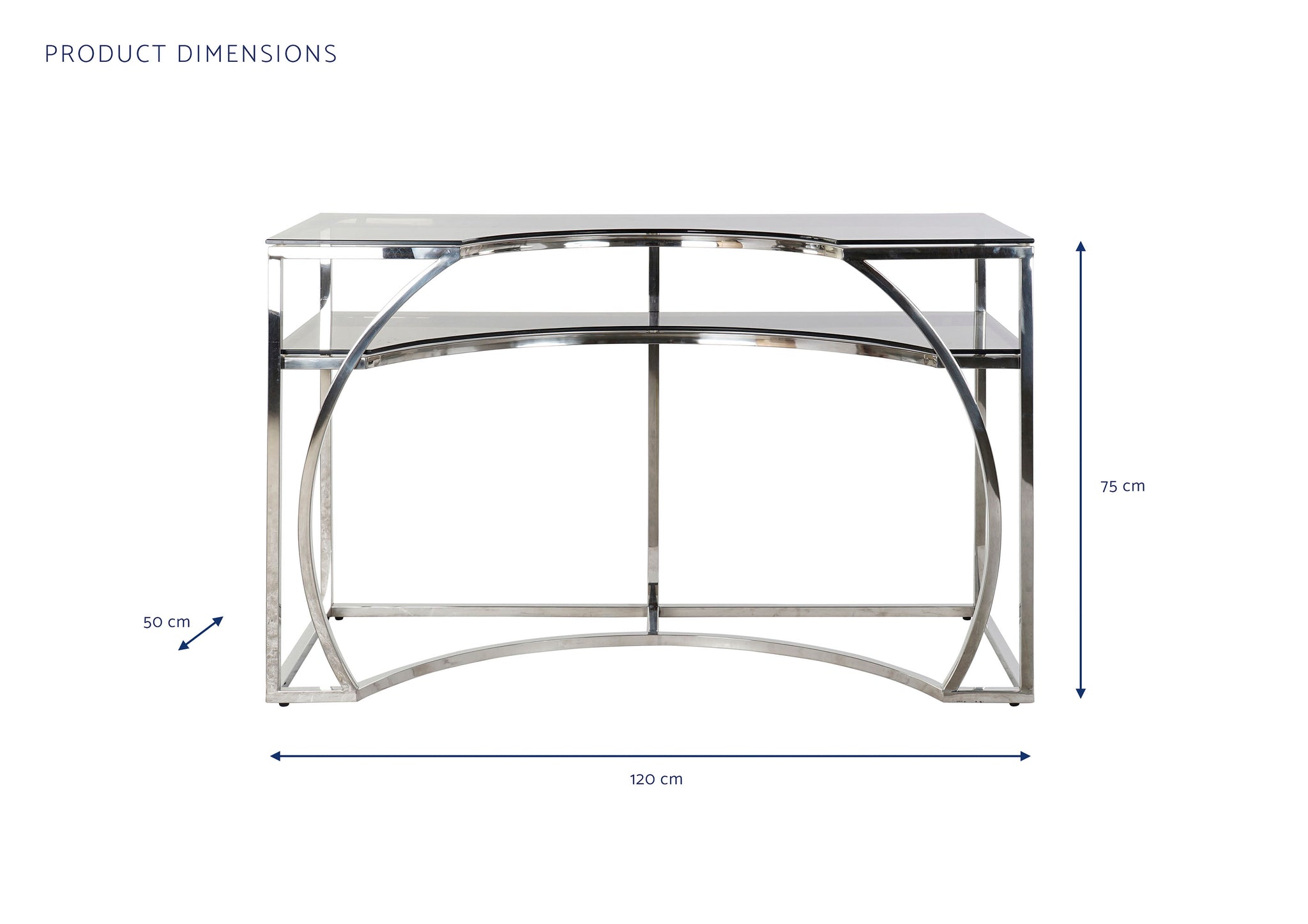 Consola Acero Cristal 120X50X75 Plateado