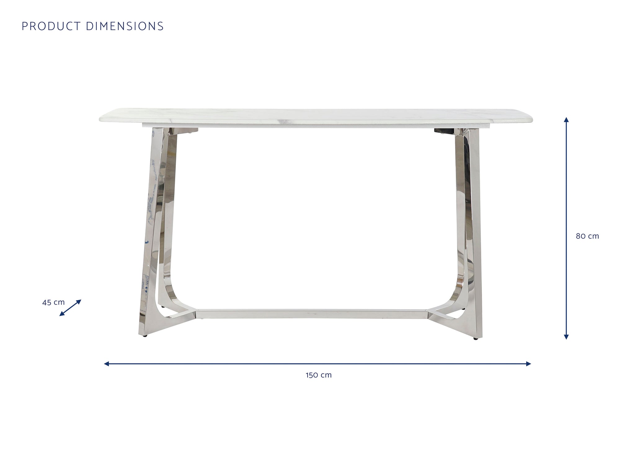 Marble Steel Console 150X45X80 Silver